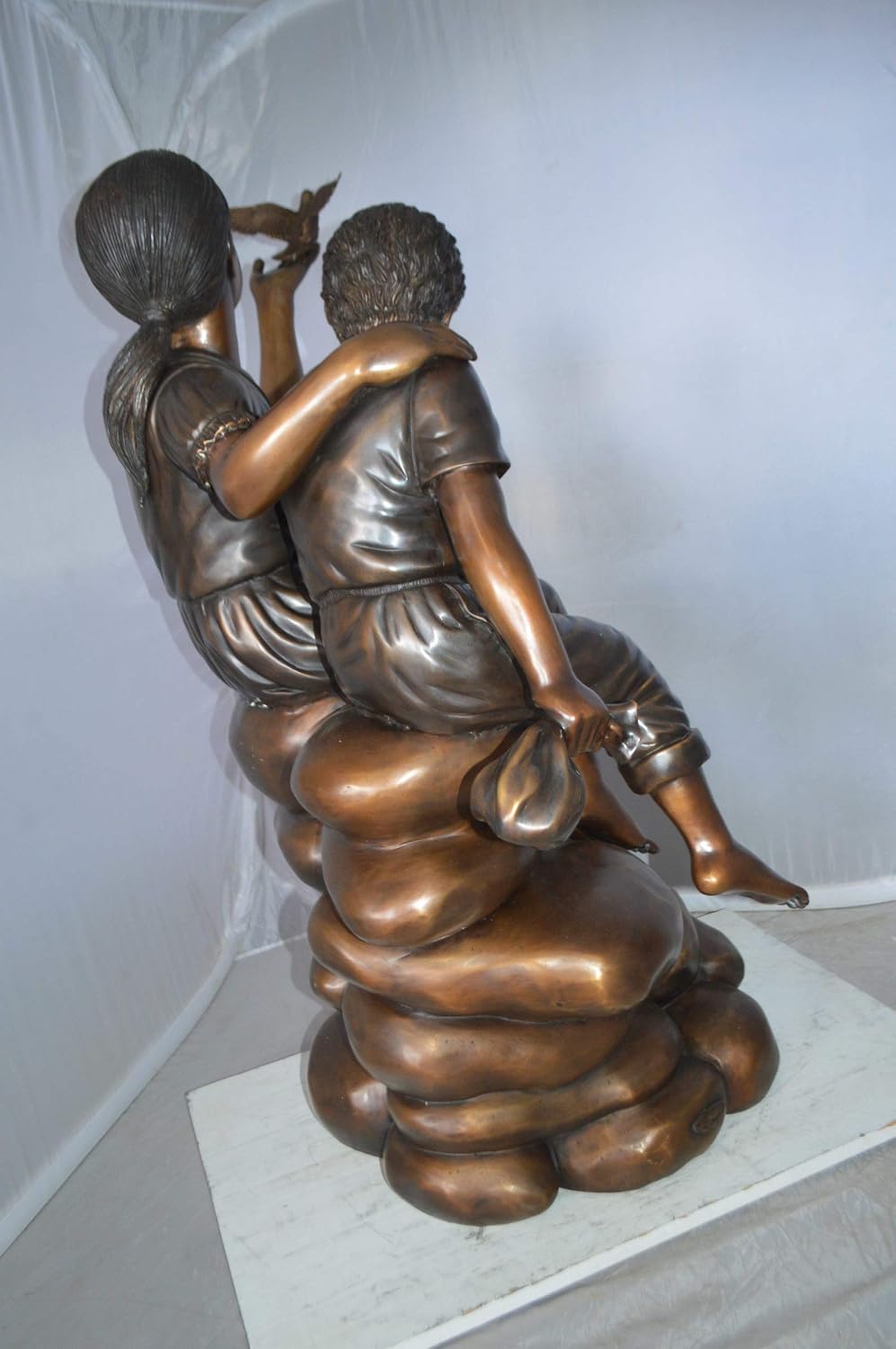 Nifao Children Rock, Kids Outdoor Medium Bronze Statue, 36"L x 30"W x 44"H