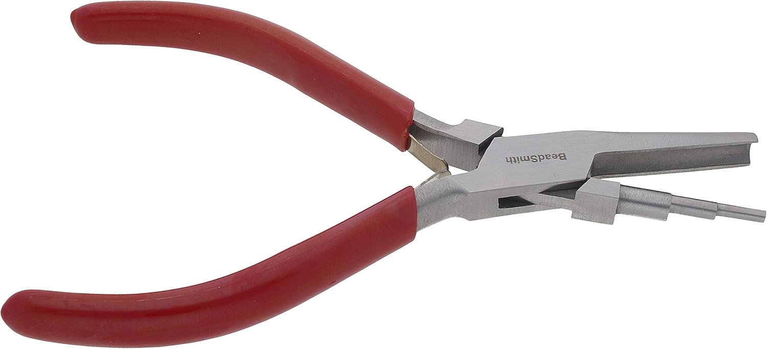 The Beadsmith 3-Step Round/Concave (Hollow) Pliers – Creates 3-4-5mm Loops – Wire Looping and Wire Bending Plier – 6 inches – Steel Head &