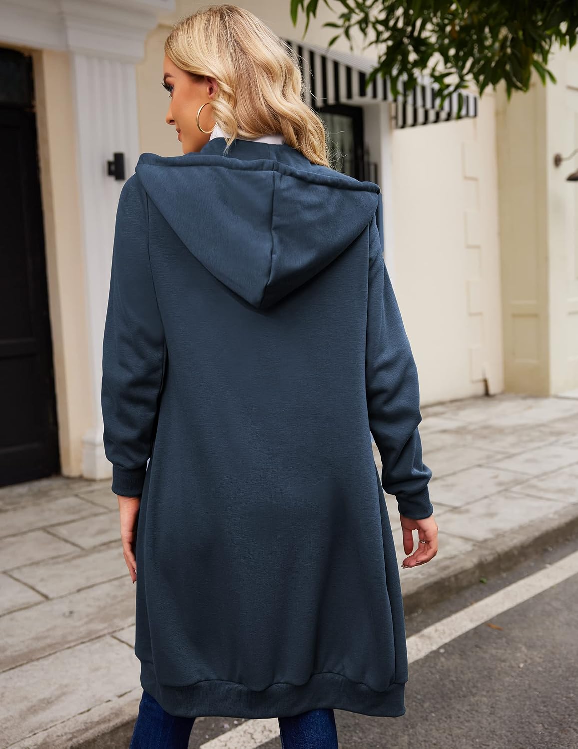 ELESOL Women Casual Zip up Fleece Hoodies Tunic Sweatshirt Long Jacket