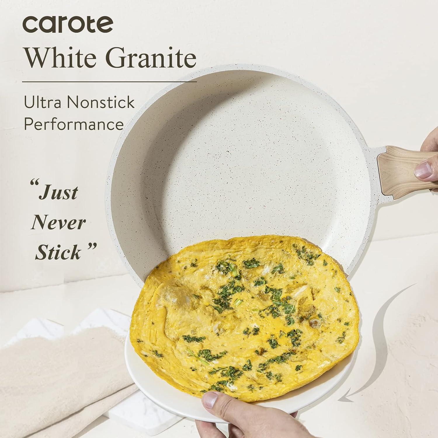 CAROTE Nonstick Frying Pan, 8 Inch Classic Granite Skillet | Kitchen Healthy Non Toxic Stone Cookware,All-Stovetop Compatible, Cool Handle, Easy to Clean, PFOA Free