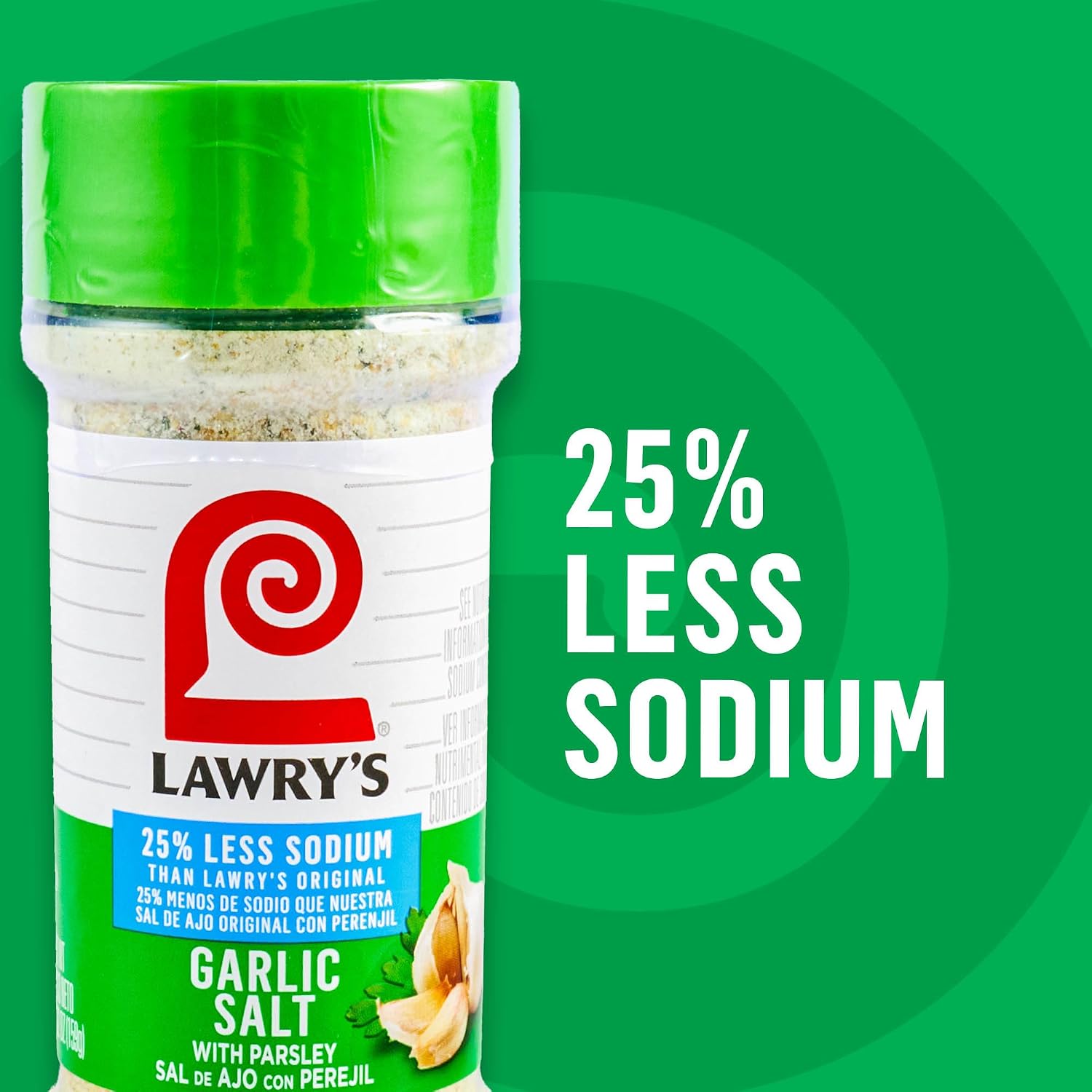 Lawry's 25% Less Sodium Garlic Salt With Parsley, 5.62 oz