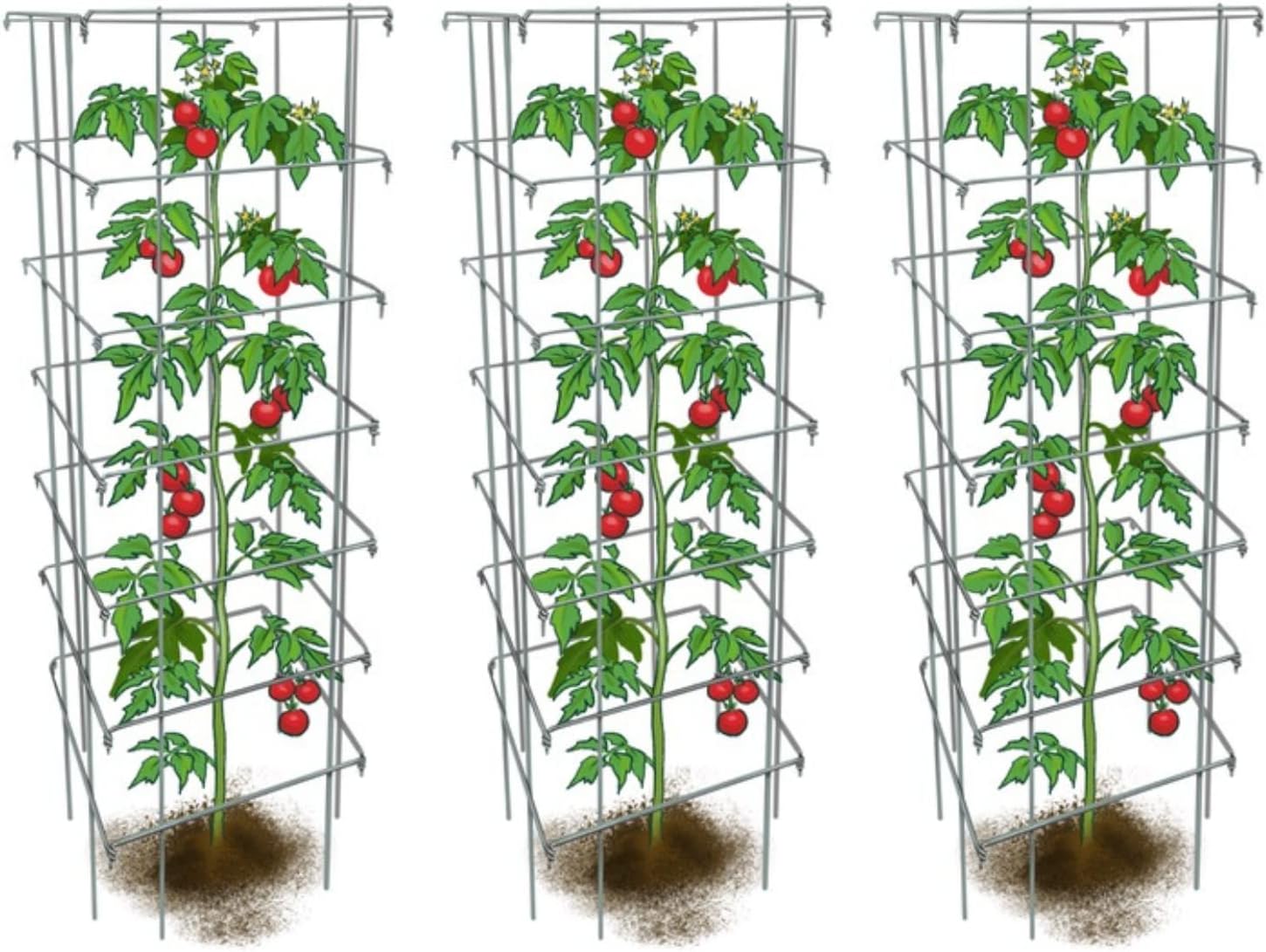 Happy Trees Large Heavy Duty Folding Tomato Cages, 3-Pack, Made in USA