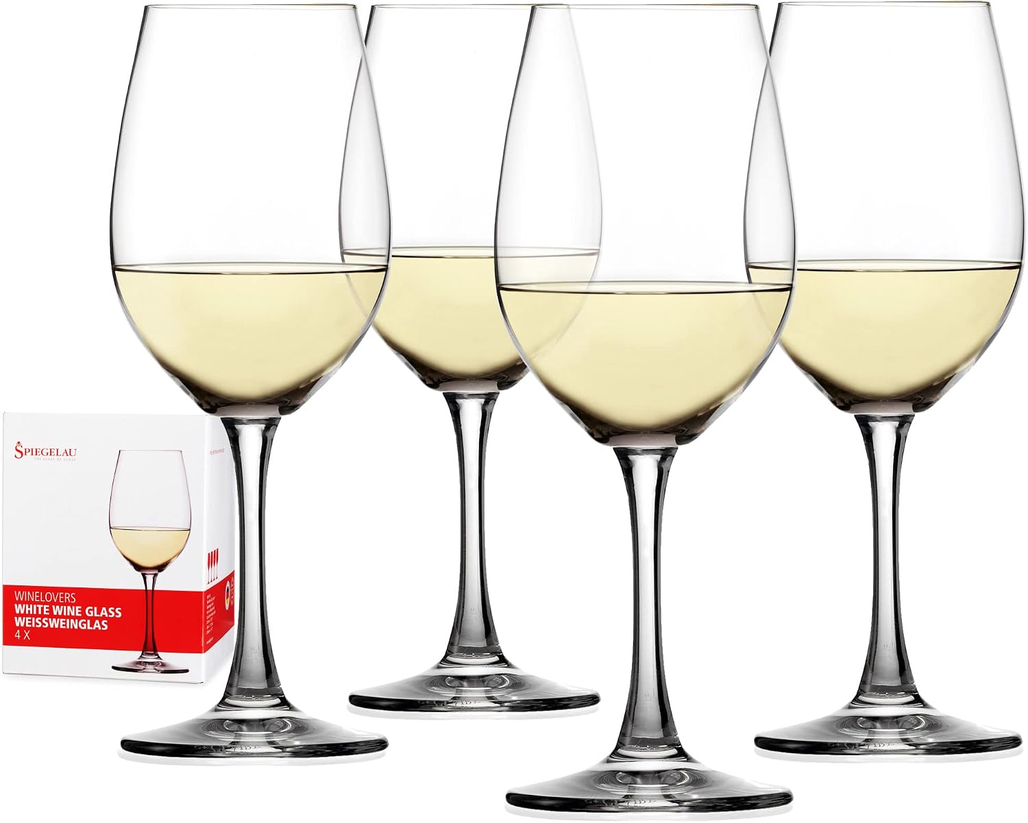 Spiegelau Wine Lovers White Wine Glasses Set of 4 – Elegant Stemmed Crystal Wine Glassware for Chardonnay, Sauvignon Blanc & Riesling – Lead-Free Crystal Glass Set