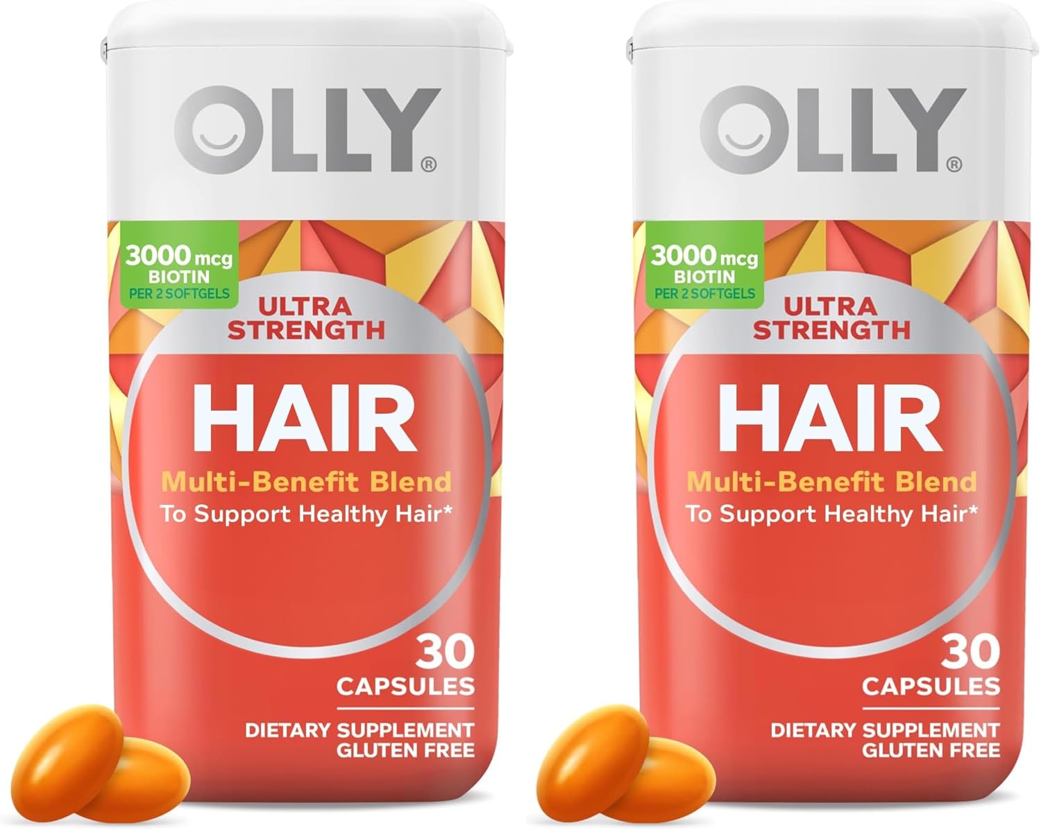 OLLY Ultra Strength Hair Softgels, Biotin, Keratin, Vitamin D, B12 - 30 Ct