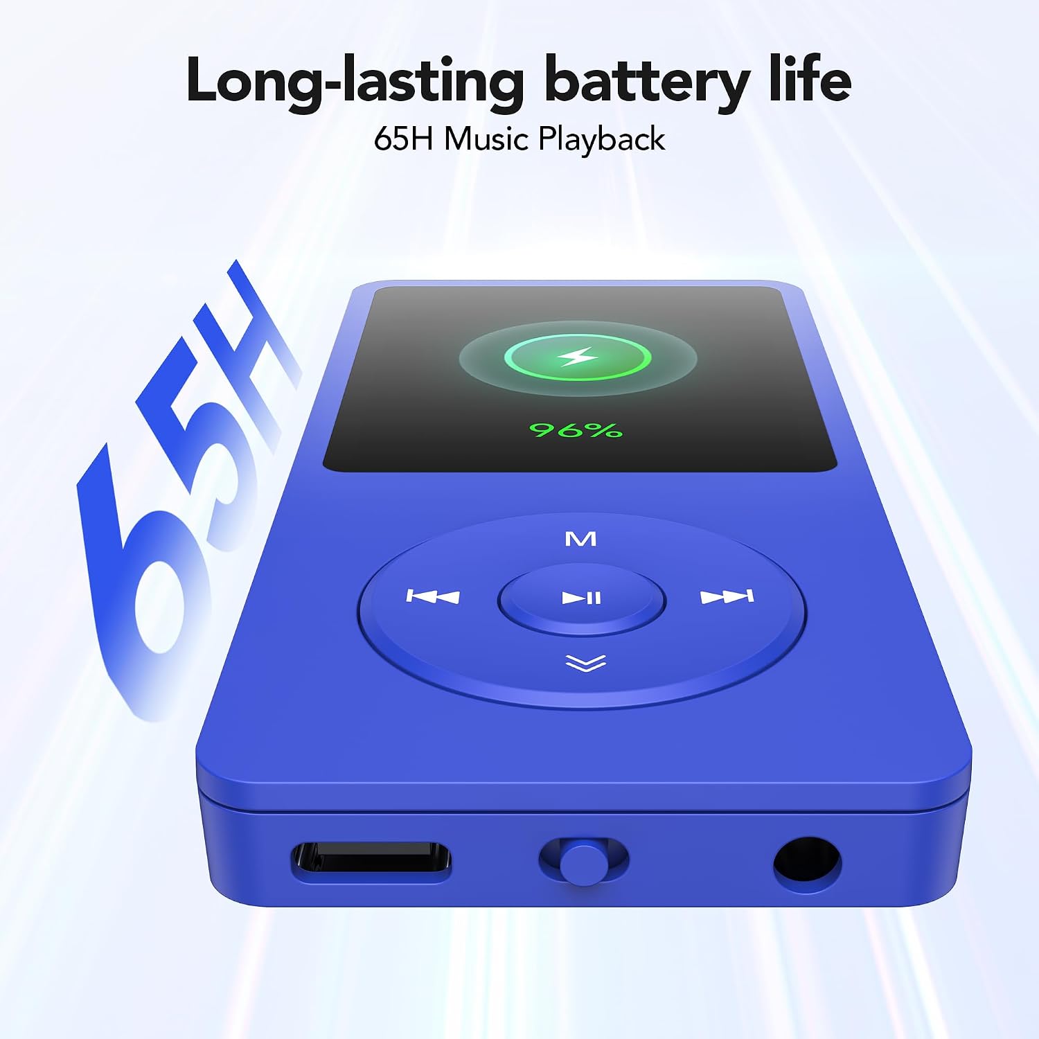AGPTEK A02S 16GB MP3 Player, 65 Hours Playback Music Player, Dark Blue | Lossless Sound, Supports up to 128GB