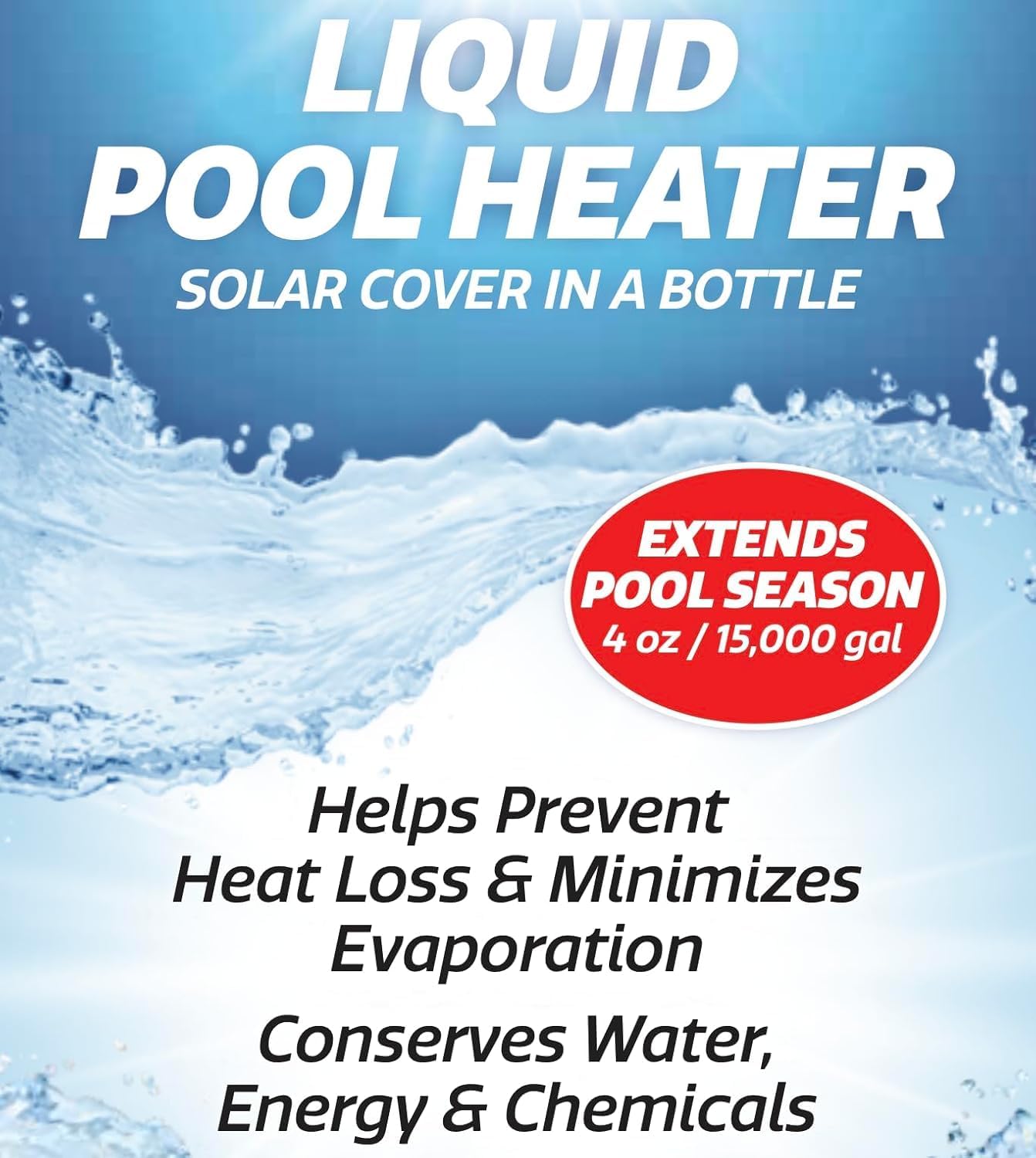 SpaChoice 1-Quart Premium Liquid Pool Heater Solar Cover in a Bottle | Liquid Solar Blanket for Pool, Helps Prevent Heat Loss, 4 ounces per 15,000 gallons of water every 2 weeks, Made in USA