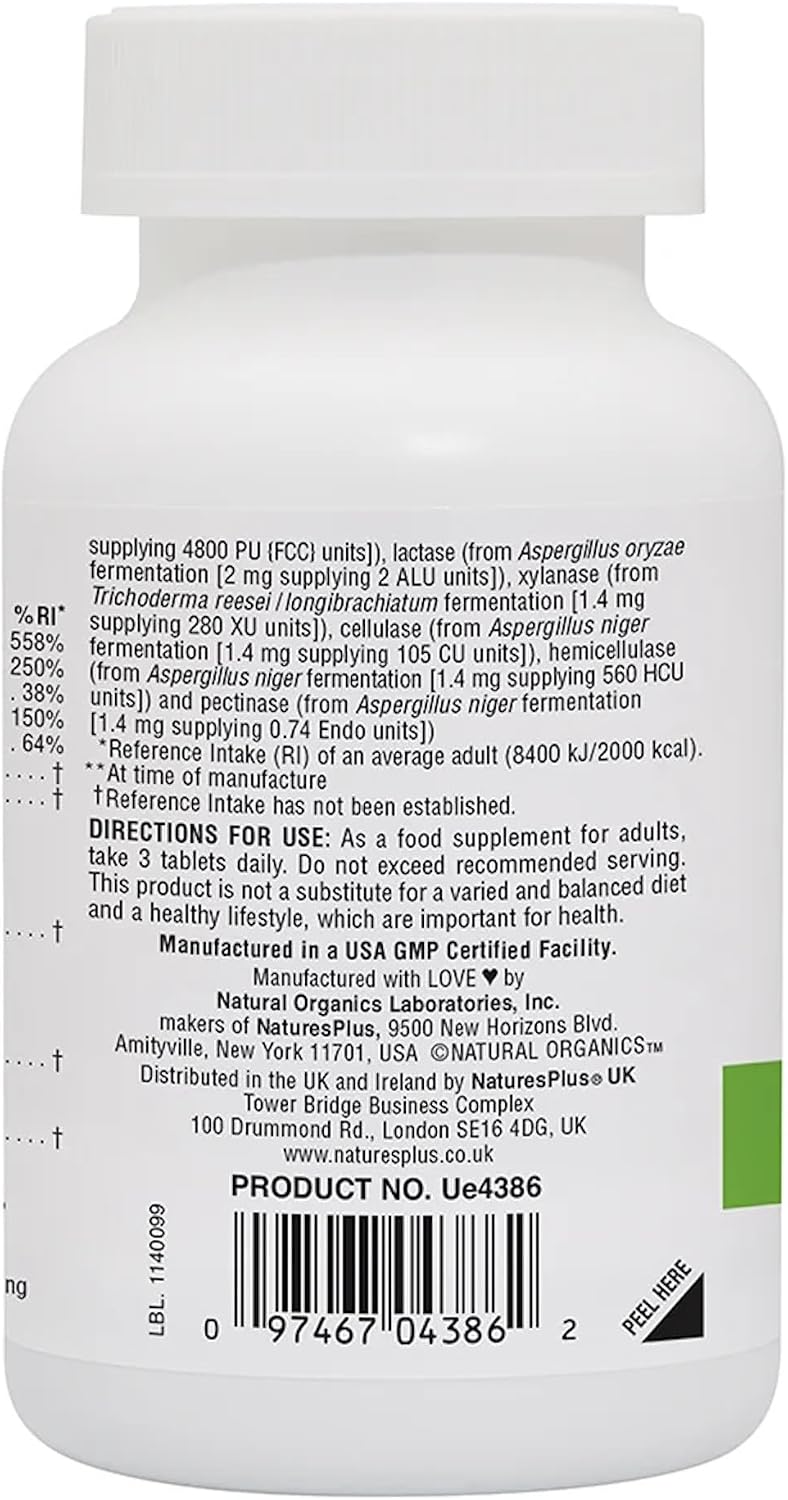 NaturesPlus GI Natural Total Digestive Wellness - 90 Bi-Layered Tablets - with L-Glutamine, Probiotics, Prebiotics & Enzymes - Gluten Free - 30 Servings