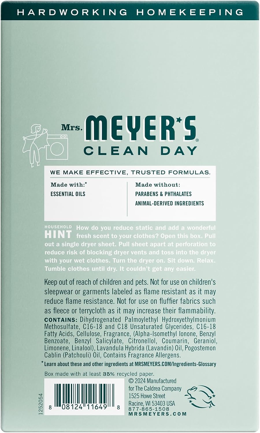 MRS. MEYER'S CLEAN DAY Dryer Sheets, Lavender, 80 ct