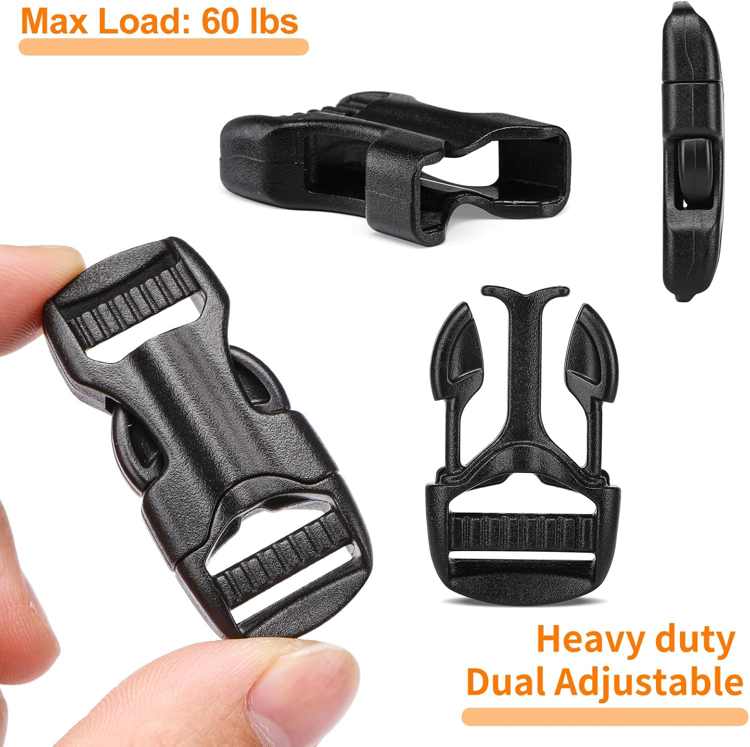 BEYOURD Buckles and Straps Set 1": 6 Yards of Thick Nylon Webbing, 6-Pack Heavy Duty Adjustable Quick Side Release Plastic Buckles