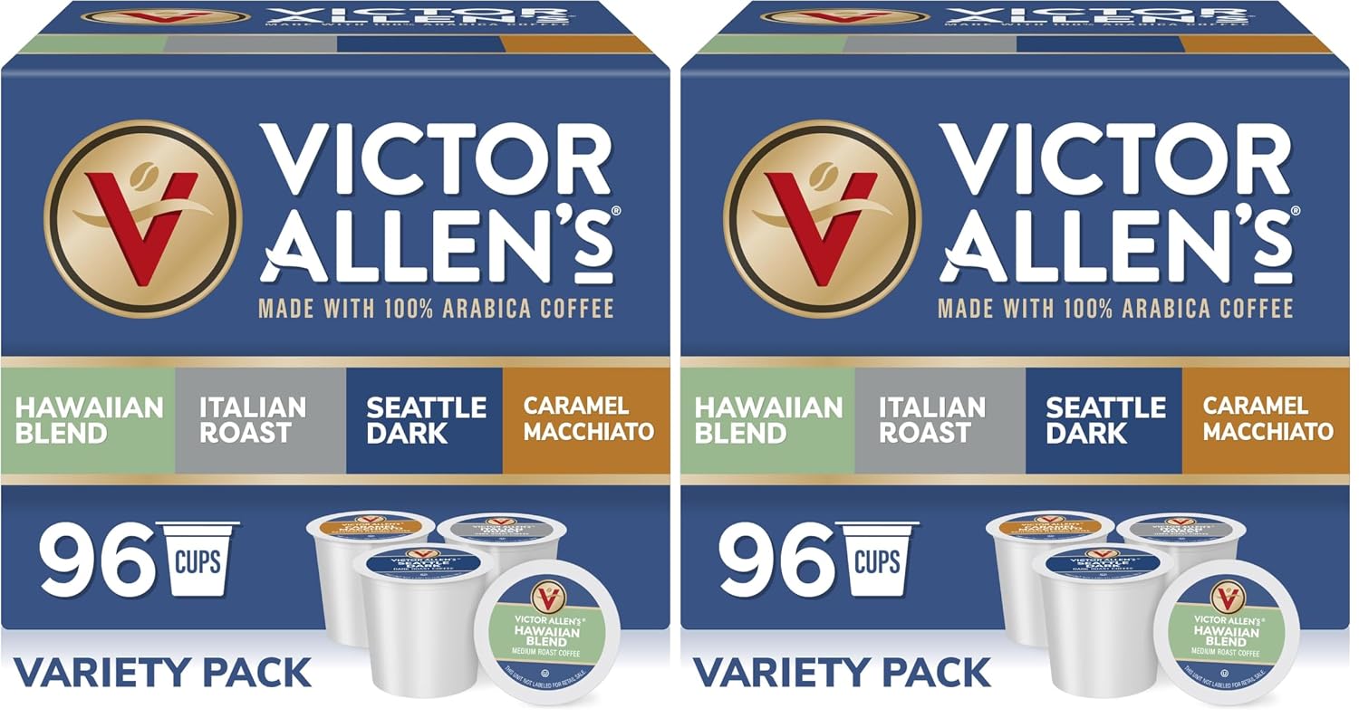 Flavored & Unflavored Coffee Variety Pack for K-Cup® Keurig 2.0® Brewers, 96 Count Victor Allen’s Coffee® Single Serve Coffee Pods