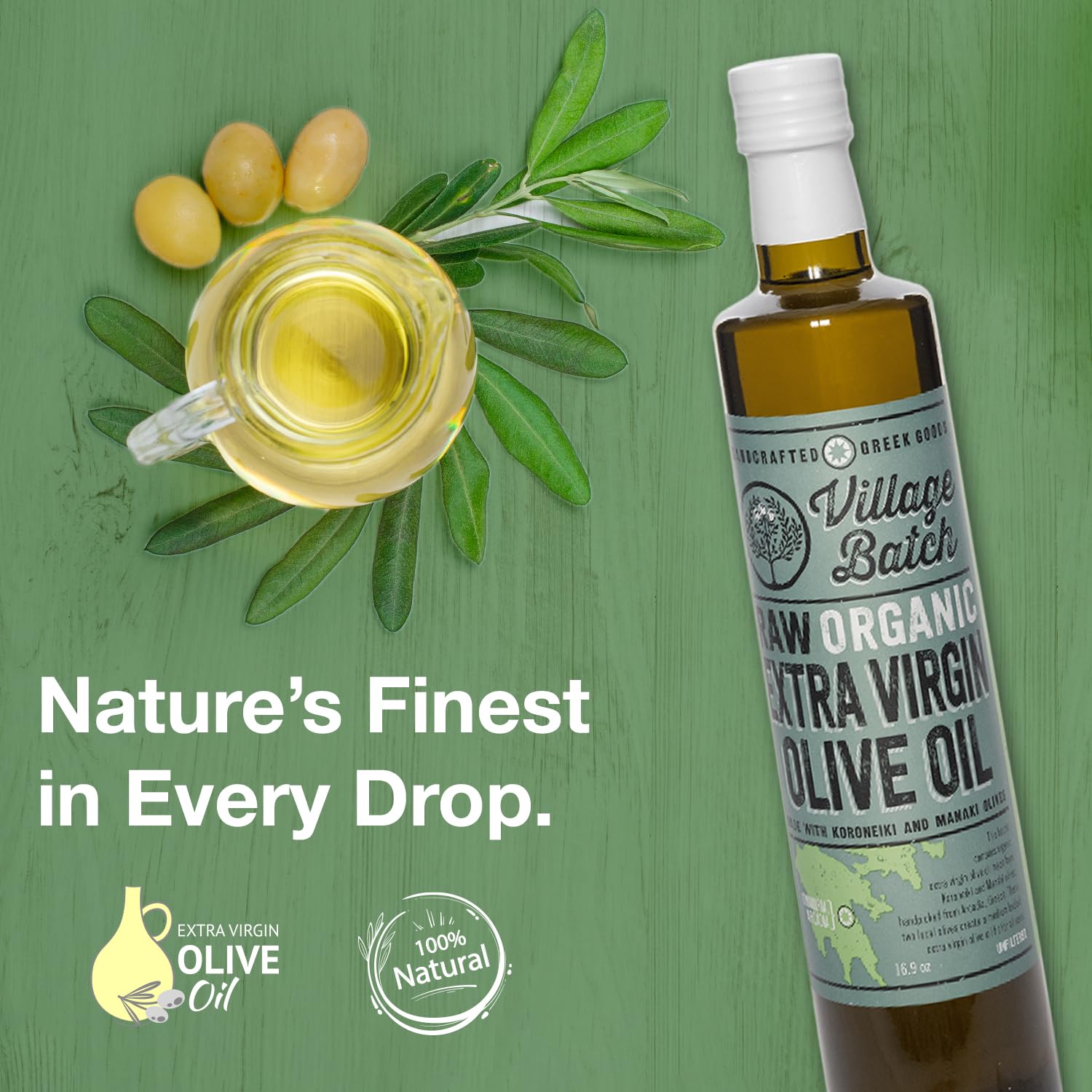VILLAGE BATCH - AWARD WINNERS - KORONEIKI OLIVE OIL Greek Olive Oil ORGANIC COLD PRESSED OLIVE OIL Extra Virgin Olive Oil High In Polyphenols