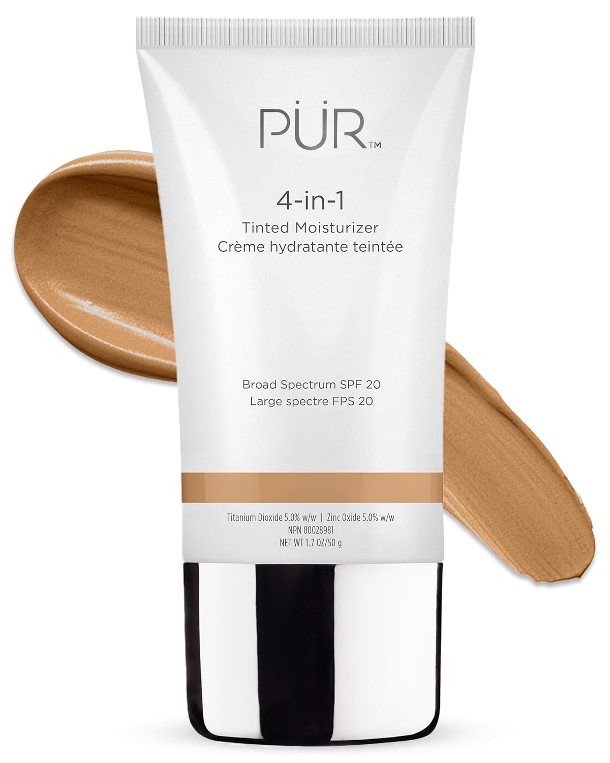 PÜR MINERALS 4-in-1 Tinted Moisturizer With SPF 20 - Hydrating Face Moisturizer, Primer, & Foundation With Shea Butter