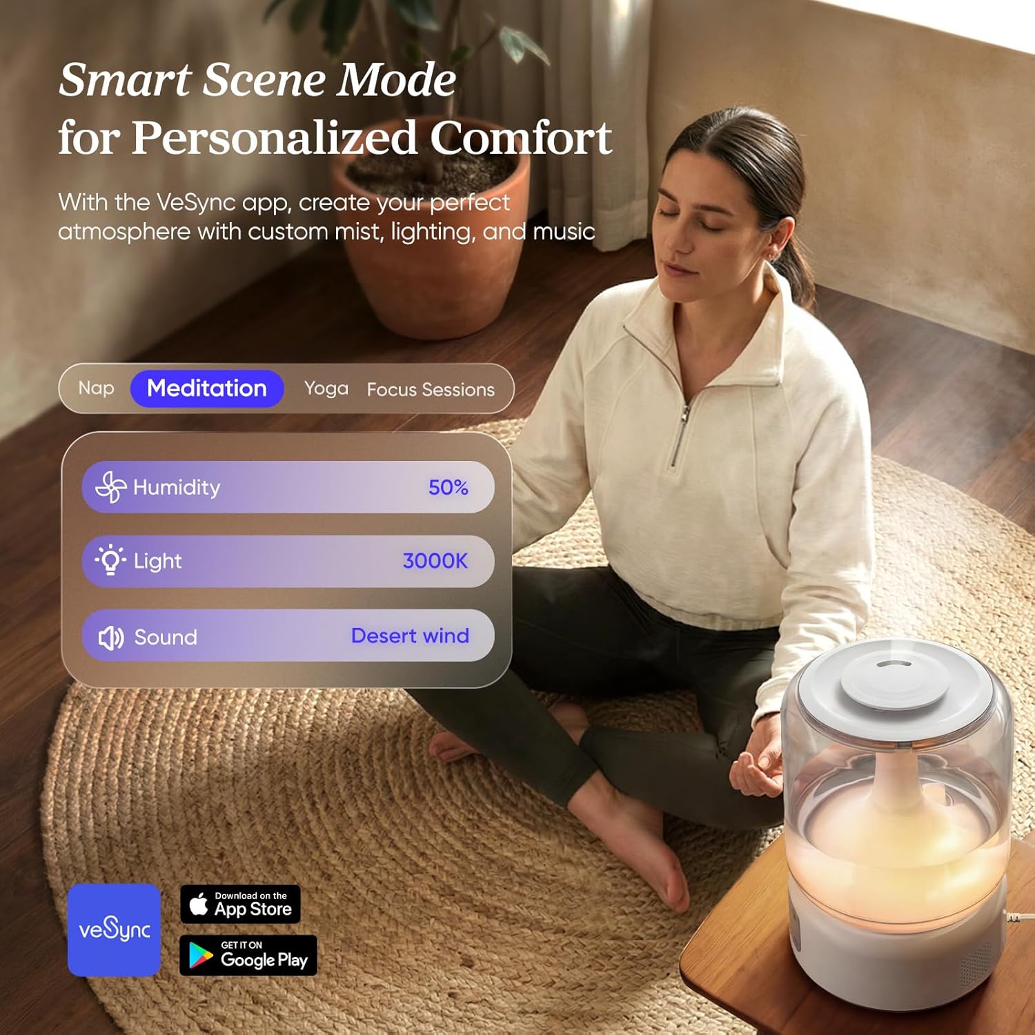 Levoit Humidifiers for Bedroom Large Room, 6L, 60H Runtime, 26dB, Smart App