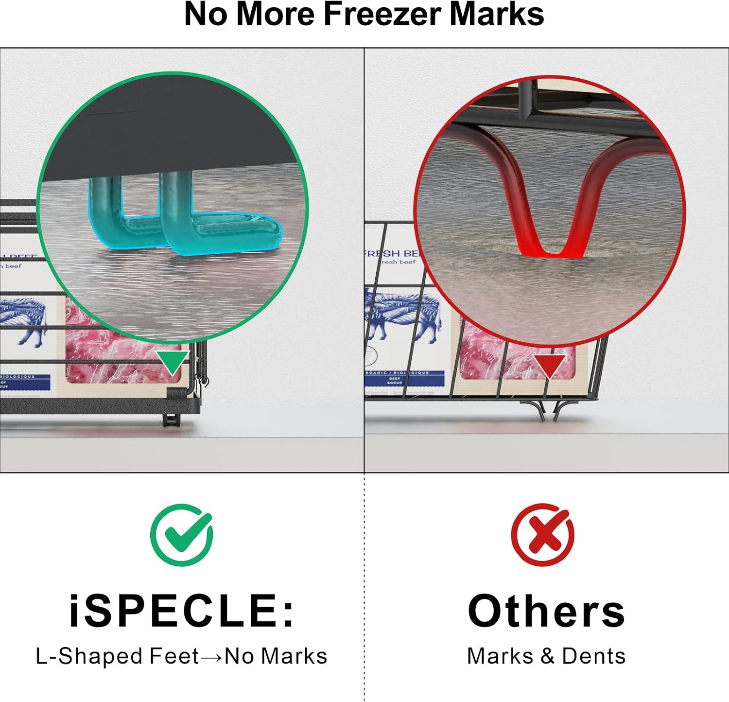 iSPECLE Freezer Organizer Bins - 2 Pack Expandable Freezer Bins for 10 to 20 Cu.Ft Chest Freezers