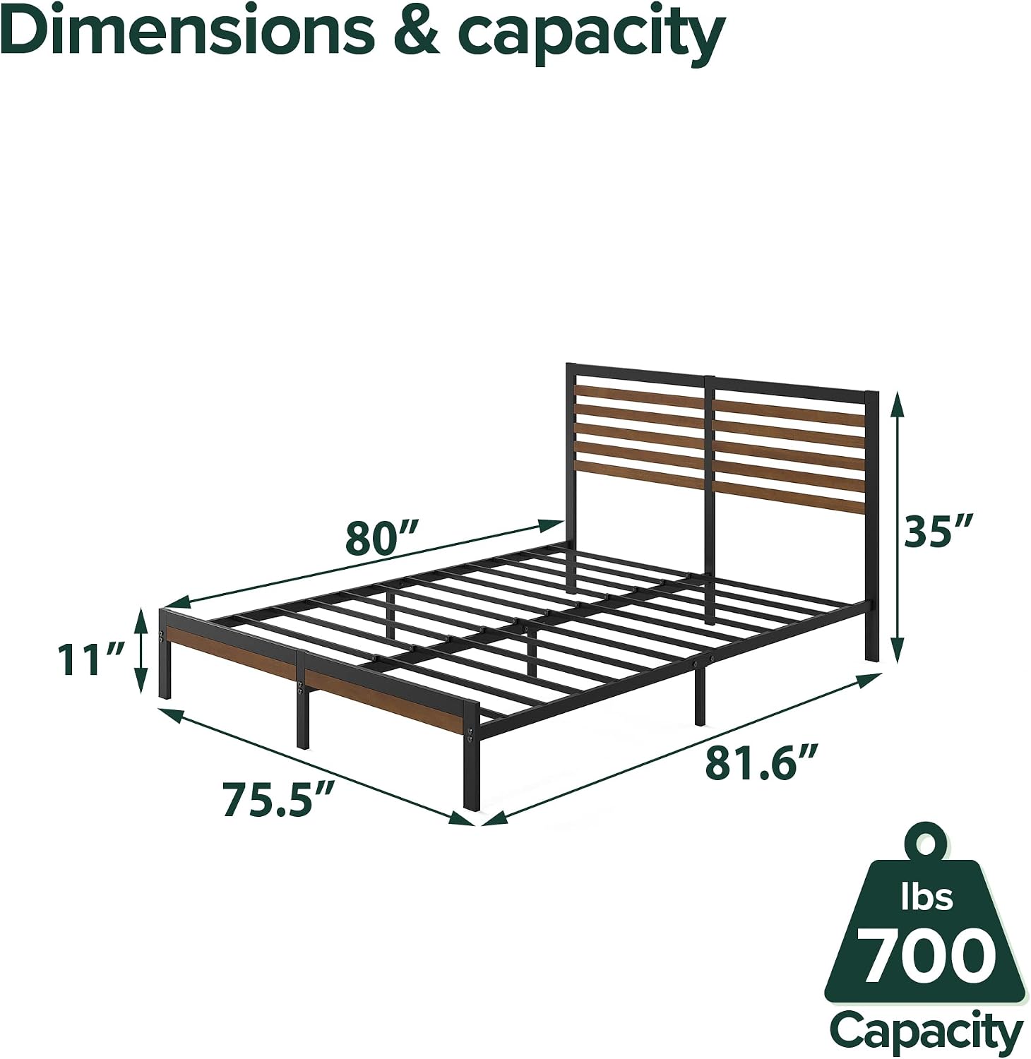 Zinus Kai Platform Bed Frame, RGB LED Lights, No Box Spring Needed, Full | Two-Tier Headboard for Space-Saving Storage, Built-in USB Charging Station, Soft Ambient Night Light