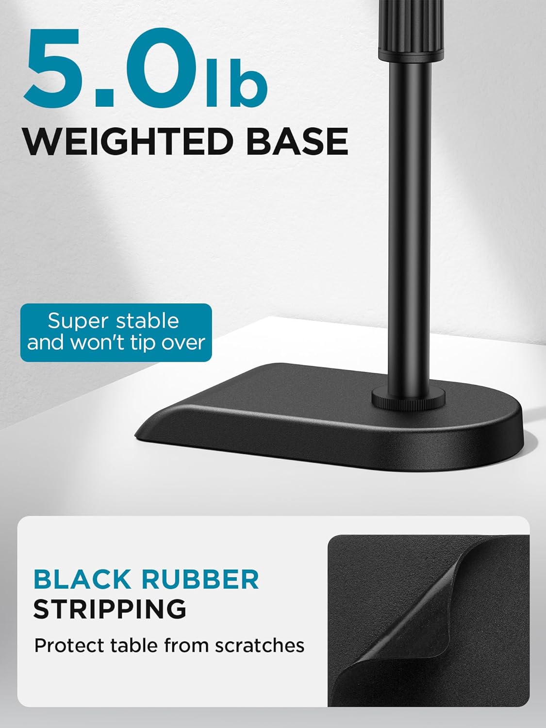 InnoGear Adjustable Desk Microphone Stand, Weighted Base with Soft Grip Twist Clutch, Boom Arm