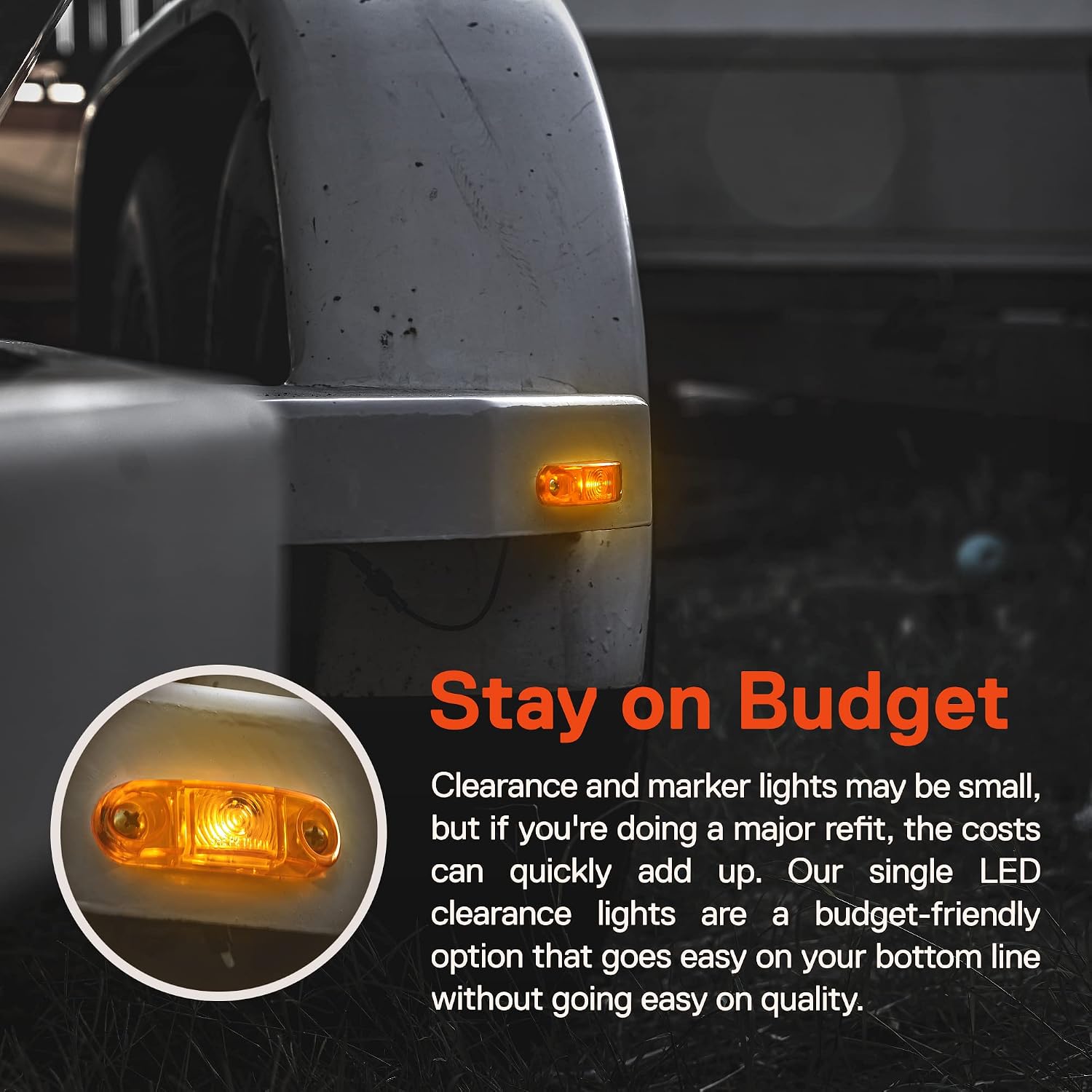 TRUE MODS 2pc 2.5" Amber Oval LED Trailer Marker Lights for Boat Trailer RV
