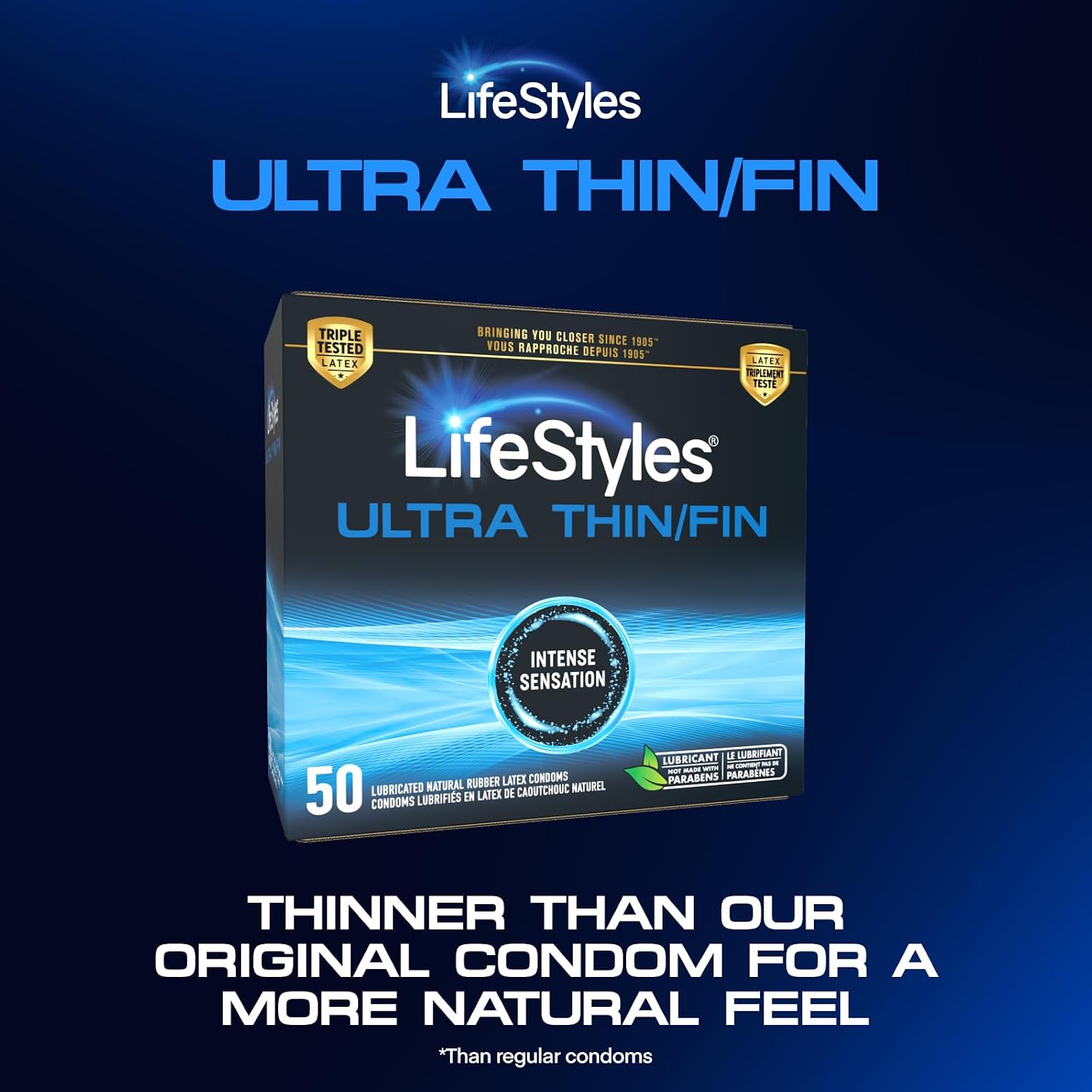 Lifestyles Ultra Thin Natural Rubber and Lubricated Latex Condoms Value Pack, 50 Count