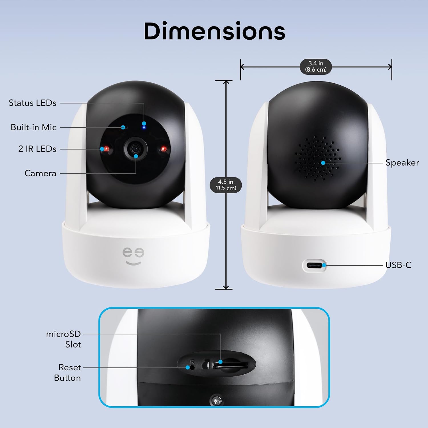 Geeni Orbit 3MP Smart PTZ Security Camera – 2K HD Indoor Security Camera with Auto-Follow Motion Tracking, Pan, Tilt, & Digital Zoom