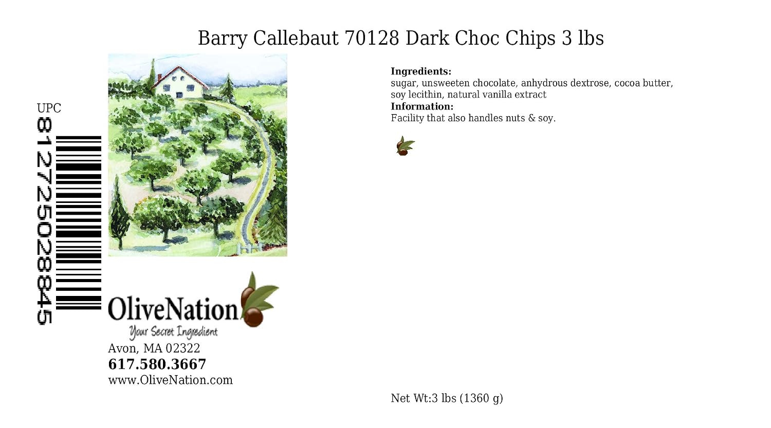 Barry Callebaut 70128 Semi sweet dark chocolate Chips 3 lbs