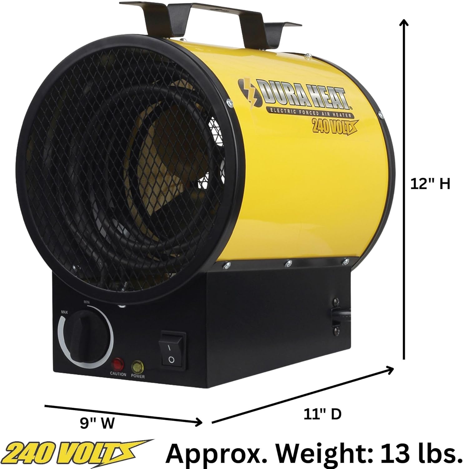 Dura Heat 240V Electric Space Heater for Garage, 3750W, 12800 BTU - EUH4000 | 6-20P Plug, Electric Industrial Garage Heater, Workshop