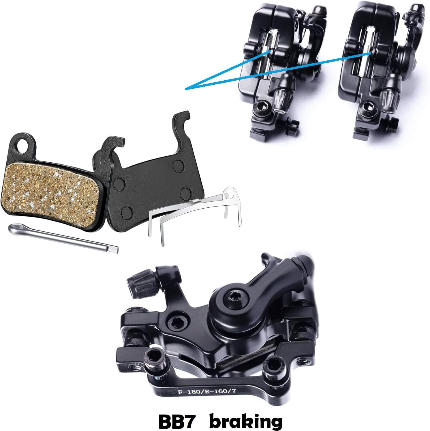 Bike Disc Brake Kit With Front and Rear Caliper、160mm Bike Rotor