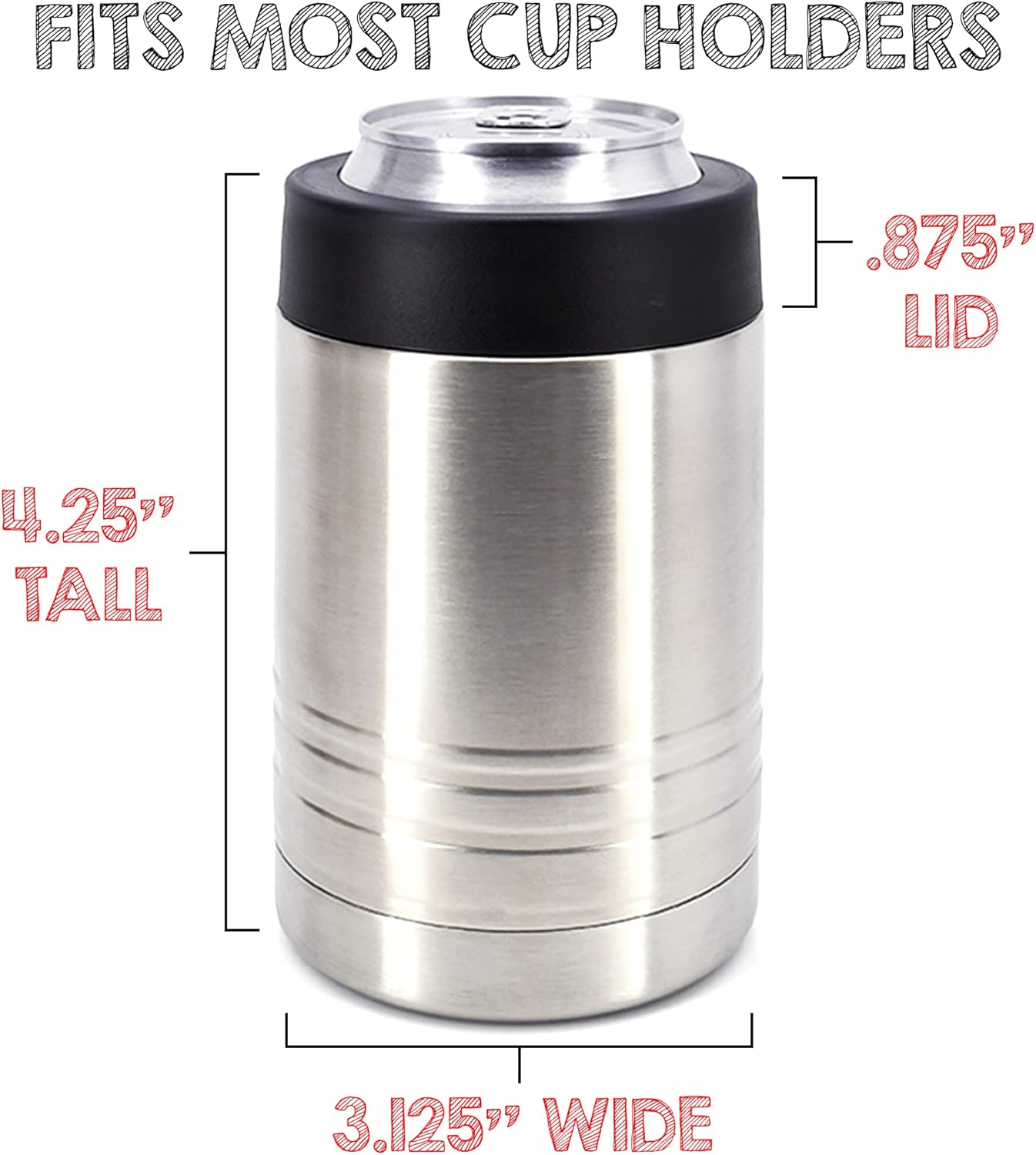 Clear Water Home Goods 12 oz 4-in-1 Stainless Steel Can Cooler (6-Pack)