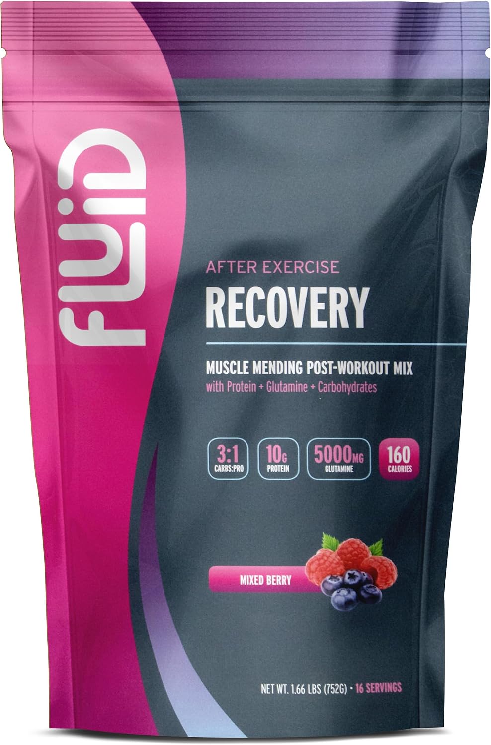 Fluid Recovery, Post-Workout Drink Mix, Whey Isolate Protein, L-Glutamine, Carbs, All Natural Ingredients, Gluten-Free, Lactose-Free (Tropical Fruit)