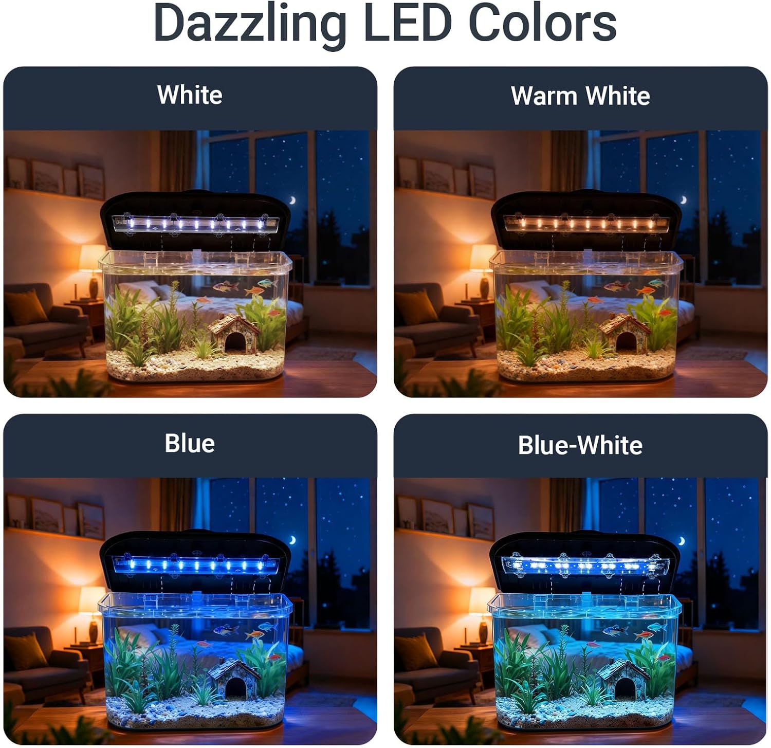 Koller Products 5-Gallon Aquarium Kit with LED Lighting and Power Filter, Ideal for a Variety of Tropical Fish