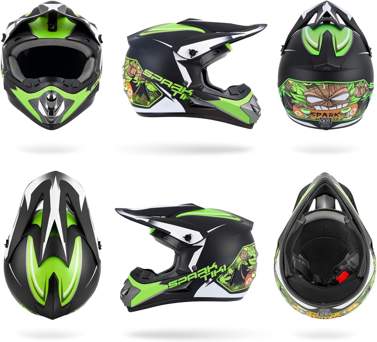 Youth Kids Dirt Bike Motocross Helmet DOT Approved Cool Tiki Graphic