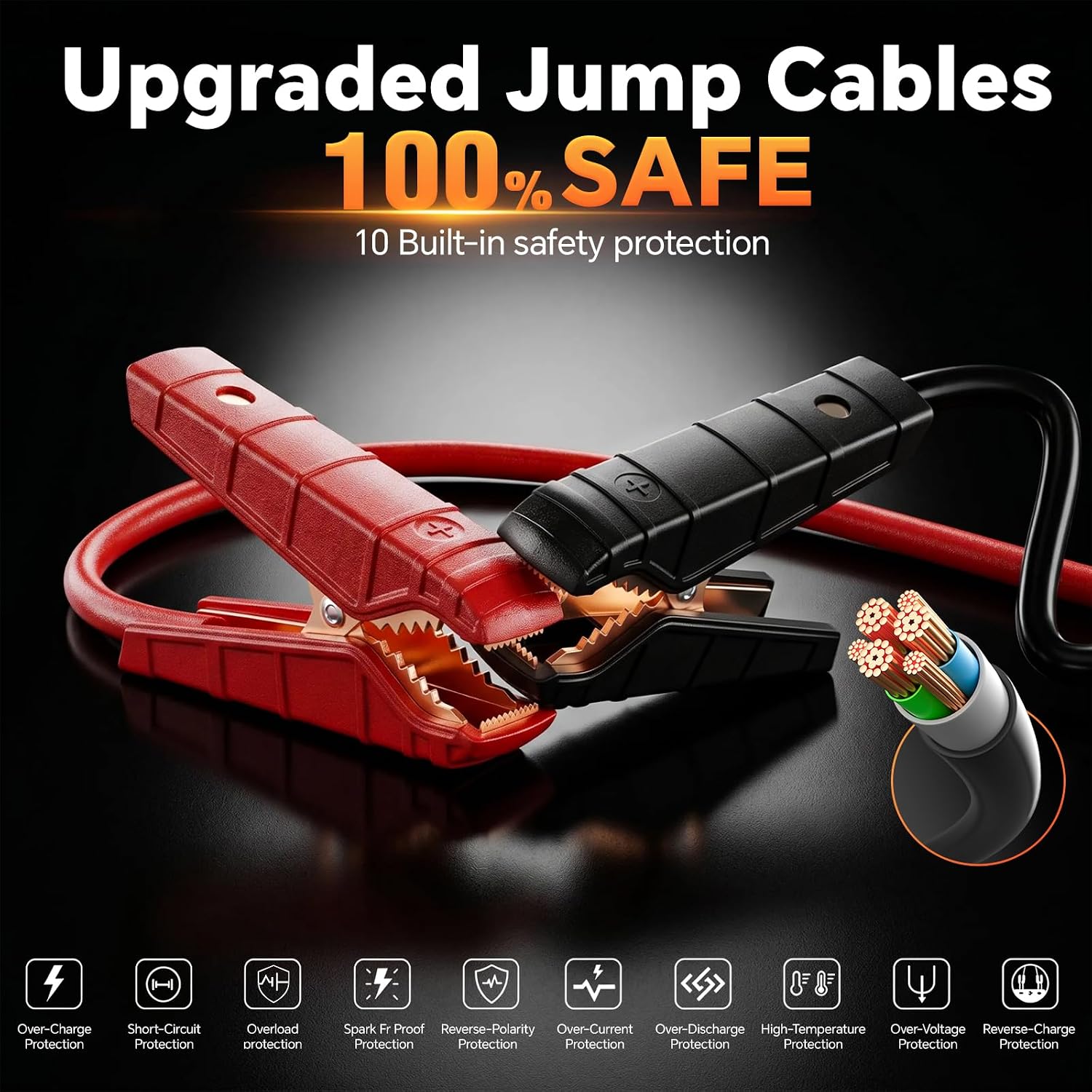 Portable Jump Starter with Air Compressor, FlyAuto 2200A Battery Booster for Cars, Trucks & SUVs, Up to 8.5L Gas & 8.0L Diesel, 150PSI Tire Inflator