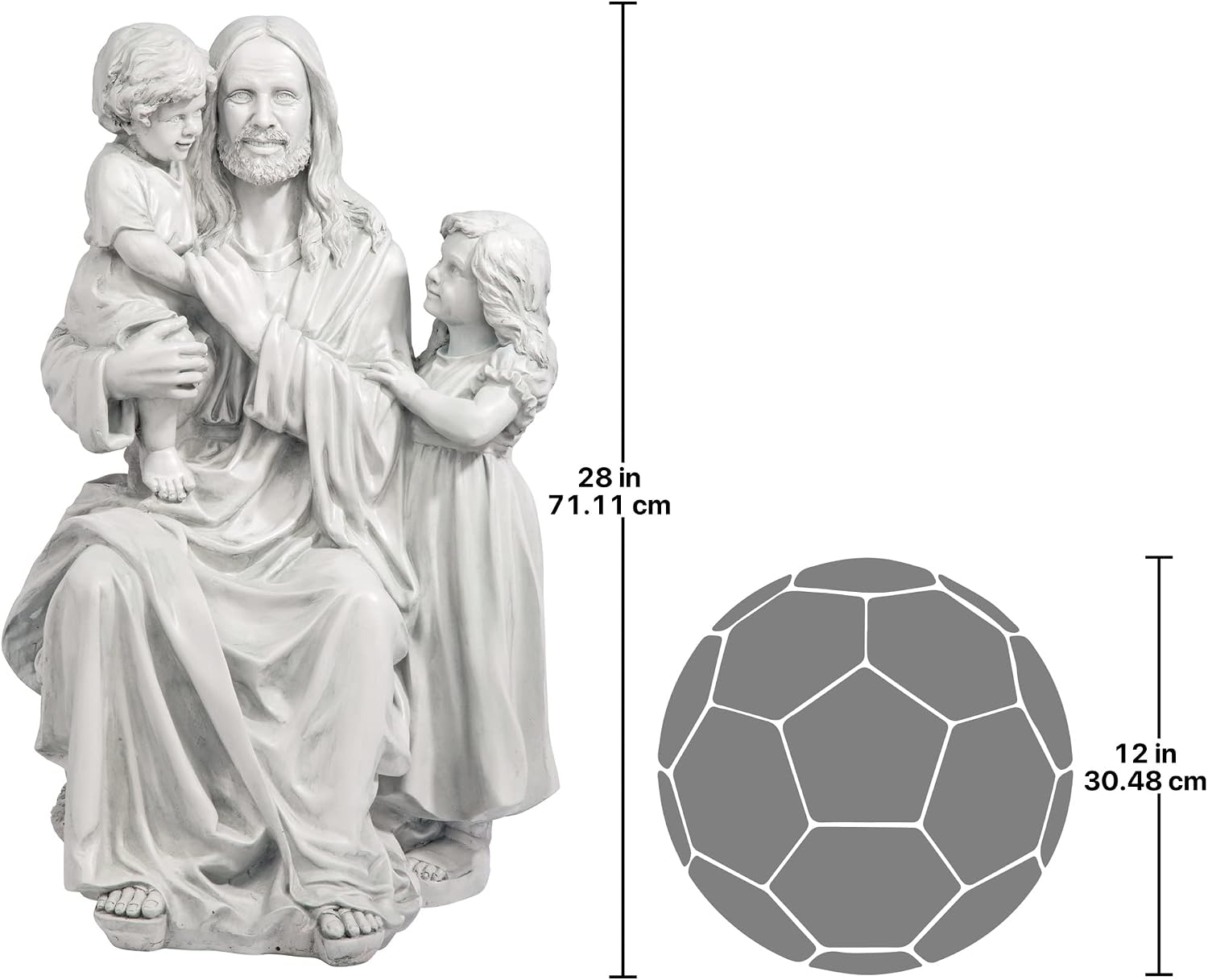 Design Toscano He Loves the Little Children Indoor/Outdoor Holy Religious Garden Statue, 28 Inches High, Cast Stone Resin, Antique Stone Finish