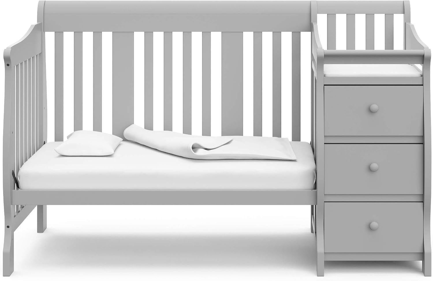 Storkcraft Portofino 5-in-1 Convertible Crib and Changer, Pebble Gray