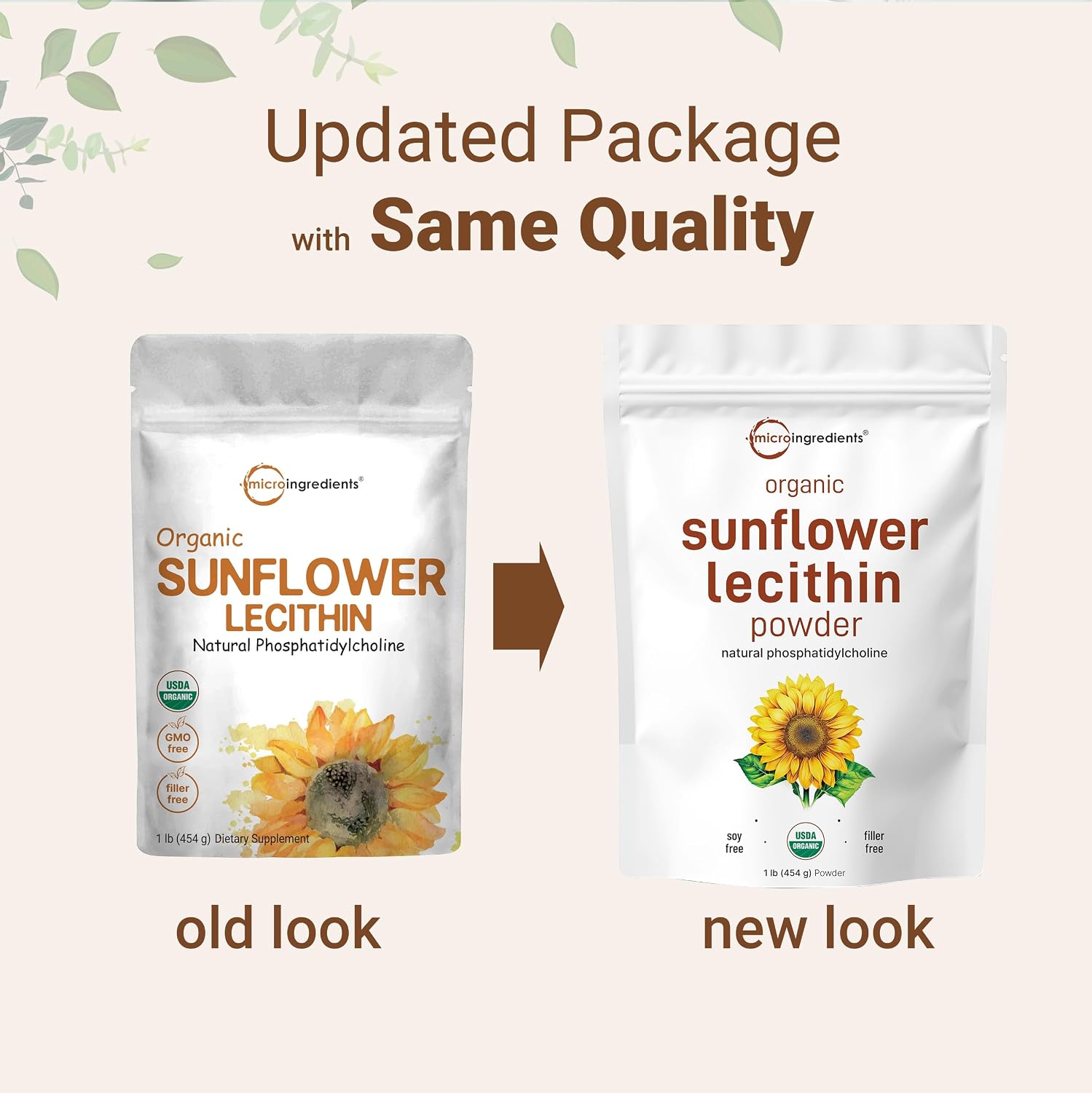 Organic Sunflower Lecithin Powder, 1 Pound, Sustainable Farmed, Cold Pressed, Rich in Phosphatidyl Choline and Protein, Making Liposomal Vitamin C