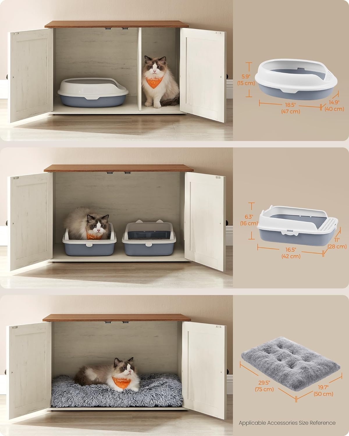 Feandrea Cat Litter Box Enclosure, End Table, 31.5 x 20.9 x 19.7 Inches