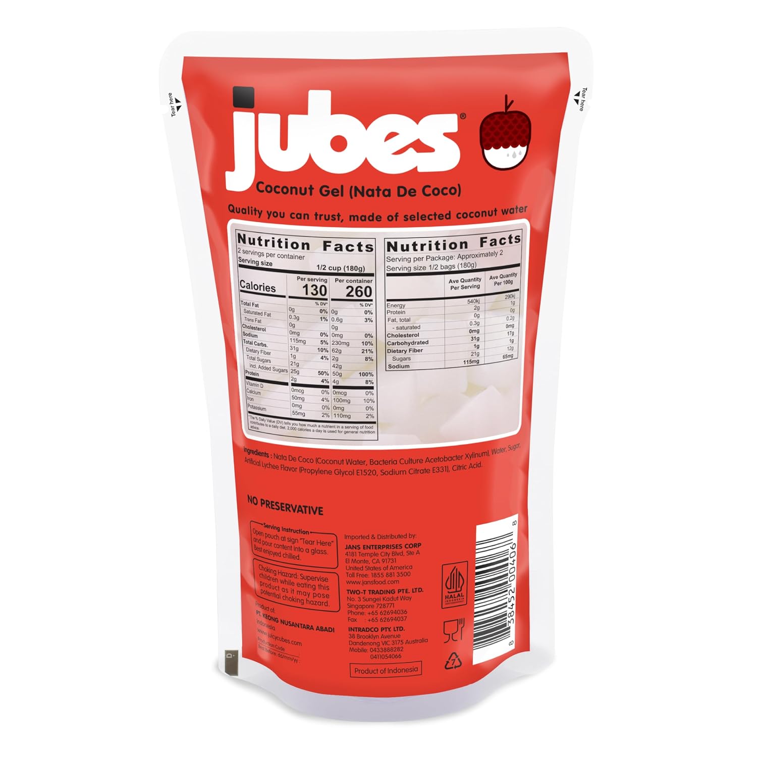 Jubes Pandan Nata De Coco Jelly Cubes (12.7 oz, Pack of 3) - Pandan Coconut Jelly Cubes for Sago - Coconut Gel in Syrup Toppings for Fruit Tea, Boba, Bubble Tea, Drinks, Desserts Yogurt, Ice Cream, Beverage