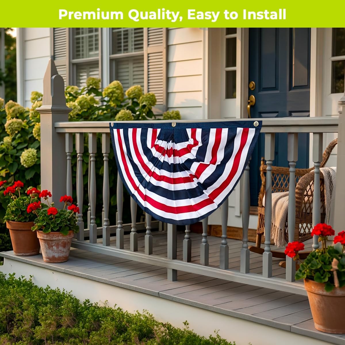 Briarwood Lane 4th of July Bunting 48" X 24 Tea Stained Patriotic For 4th of July Bunting