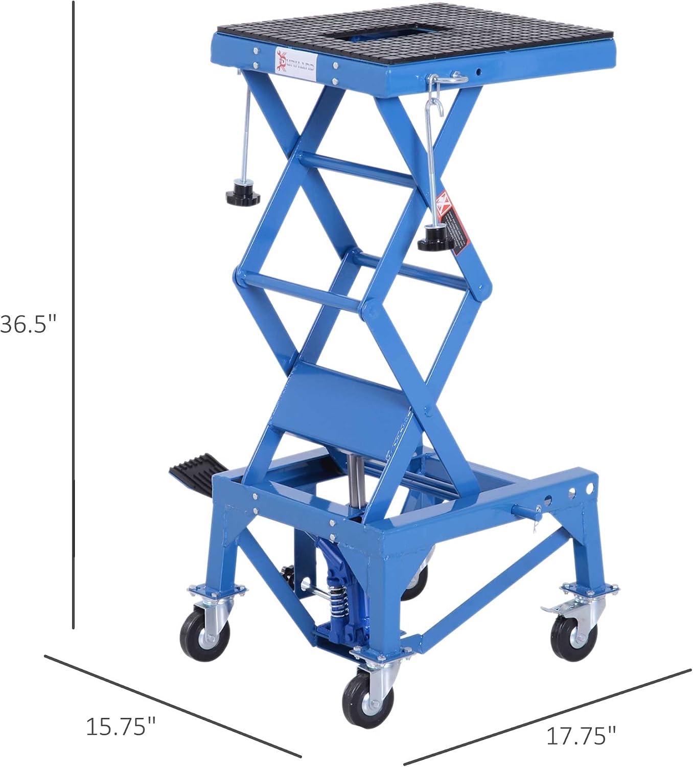 DURHAND 300 lbs Hydraulic Motorcycle Scissor Jack Lift Foot Step Wheels | for Small Dirt Bikes