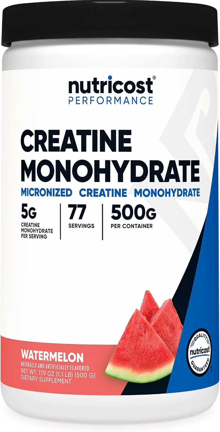 Nutricost Creatine Monohydrate Micronized Powder 500G, 100 Servings | 5000mg Per Serving (5g), 17.9 Oz