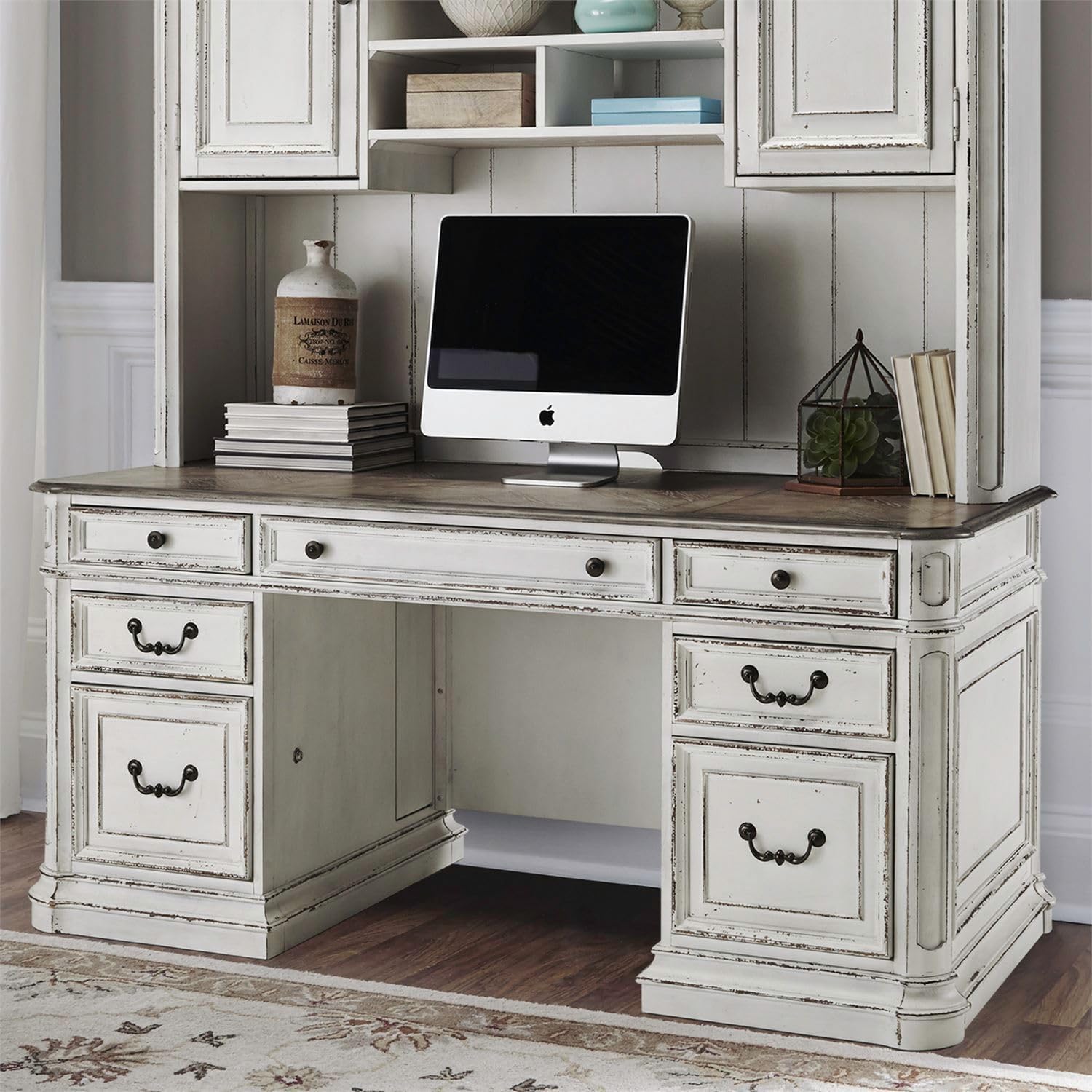 Liberty Furniture Industries Magnolia Manor Lift Top Writing Desk, W56 x D28 x H30, White
