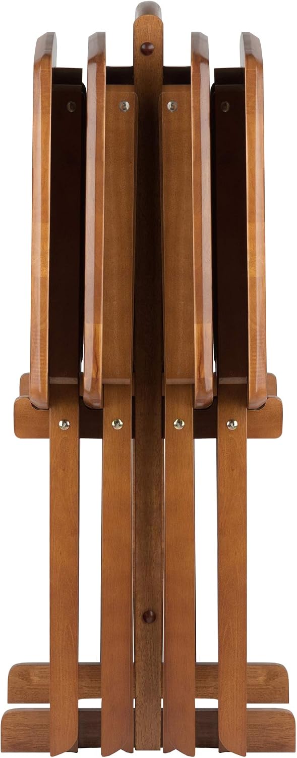 Winsome Darryl Set of 4 Oversized Foldable Tables, Walnut, 26" | Easy to Store Portable Fold Up Table Set for Kitchen, Living Room TV Dining, Crafts, Puzzles, Work From Home