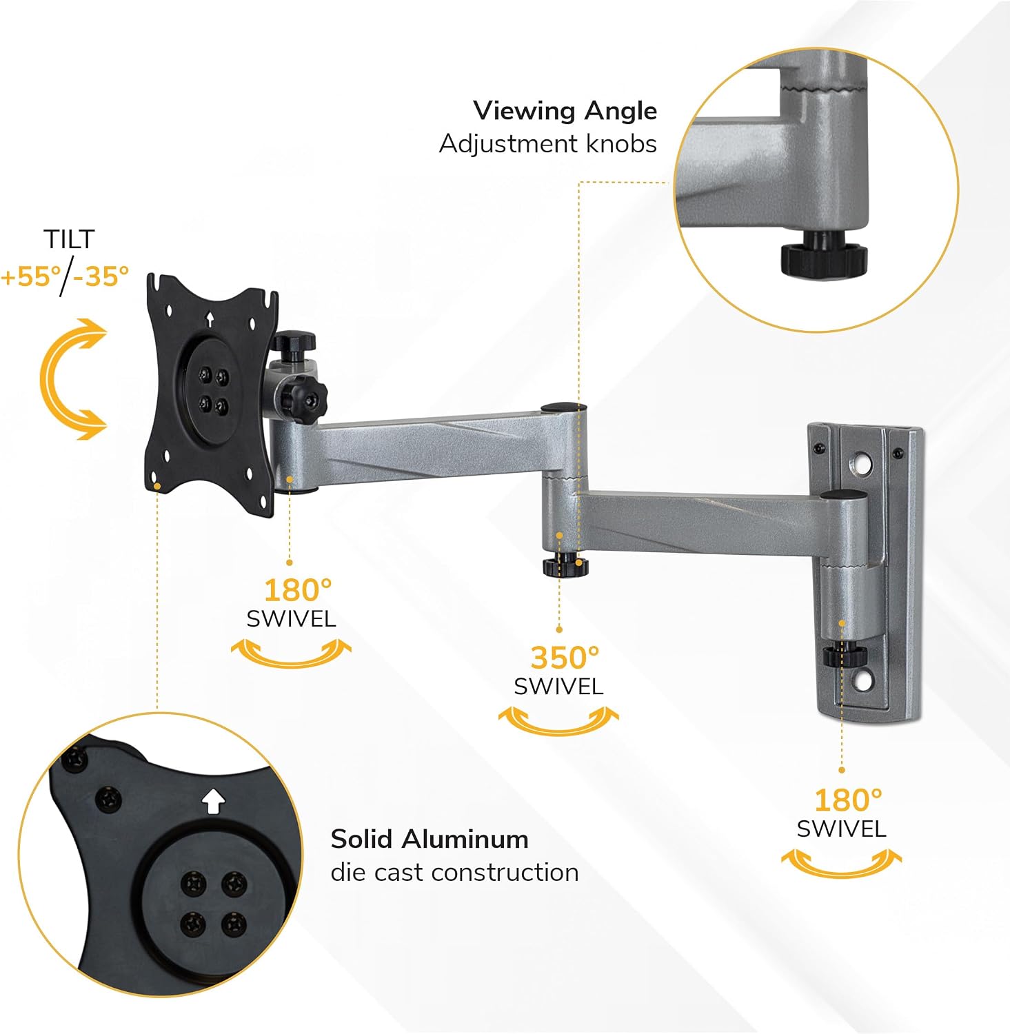 Mount-It! Lockable RV TV Mount for Camper, Trailer, Motorhome, Truck & Boat, Full Motion, Quick Release, Rust-Resistant Aluminum