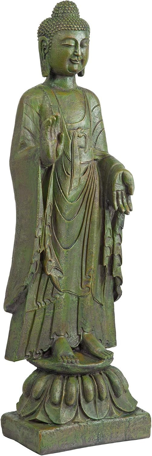 Design Toscano Jolly Hotei Laughing Man Asian Decor Indoor/Outdoor Garden Statue, 26 inches tall, Cast Stone Resin, Two Tone Stone Finish
