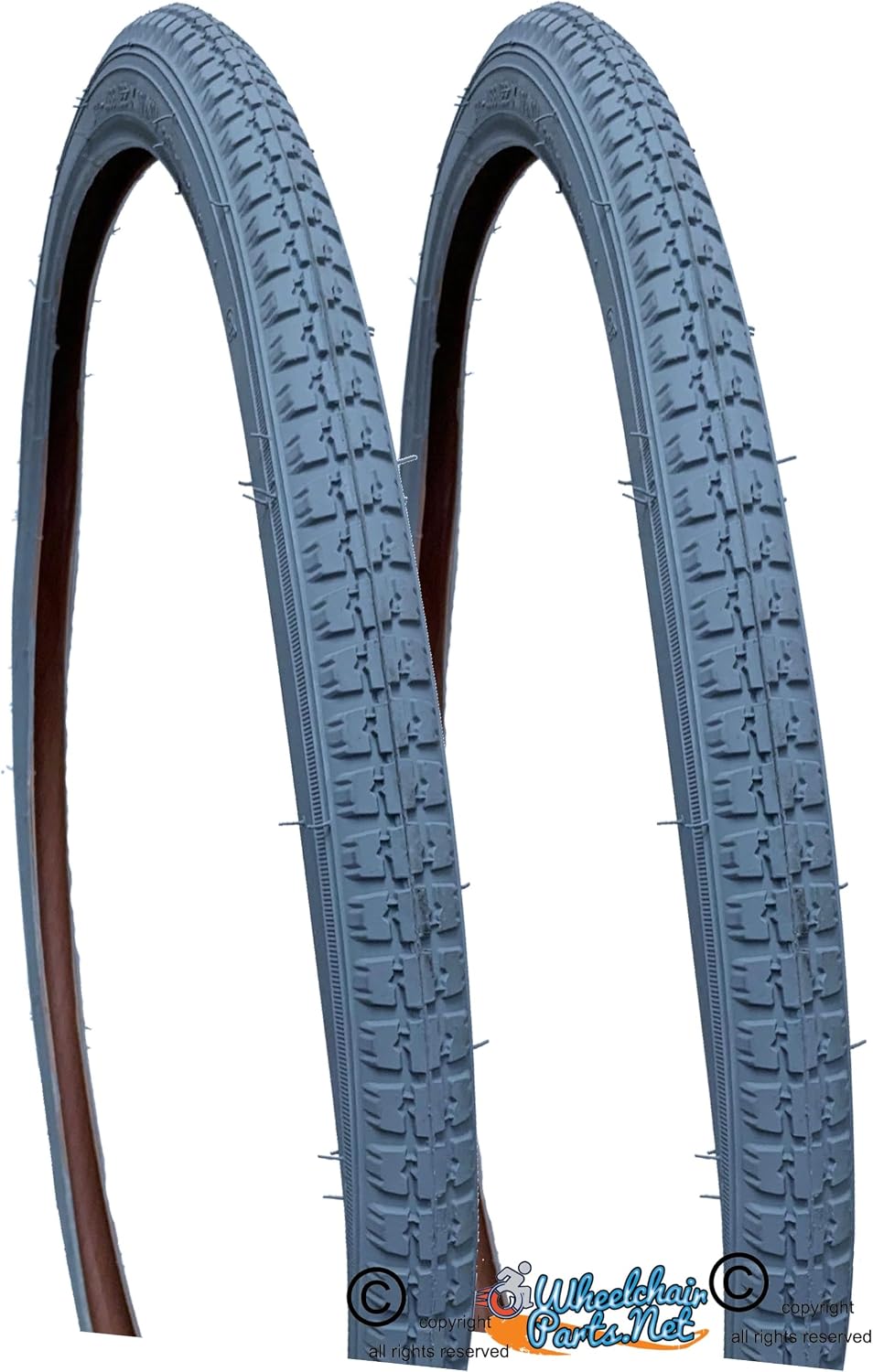 Pair Of Primo Gray 24 x 1-3/8" wheelchair Street Tire # C-63G, Gray