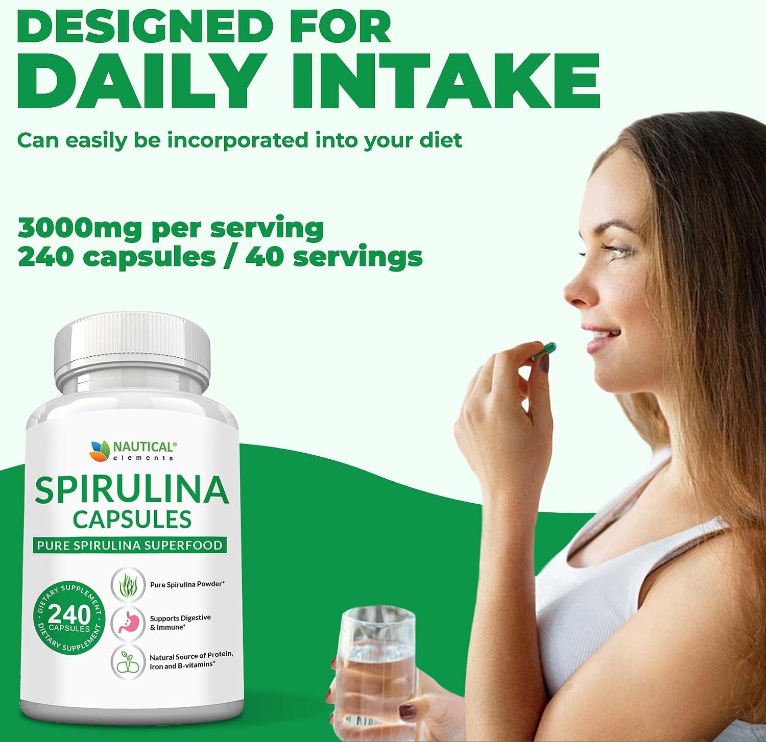 Premium USDA Organic Spirulina Powder - Organic Spirulina of Blue Green Algae from California & Hawaii – 100% Vegetarian & Vegan, Non-GMO, Non-Irradiated – The Best Green Superfood for Smoothies!