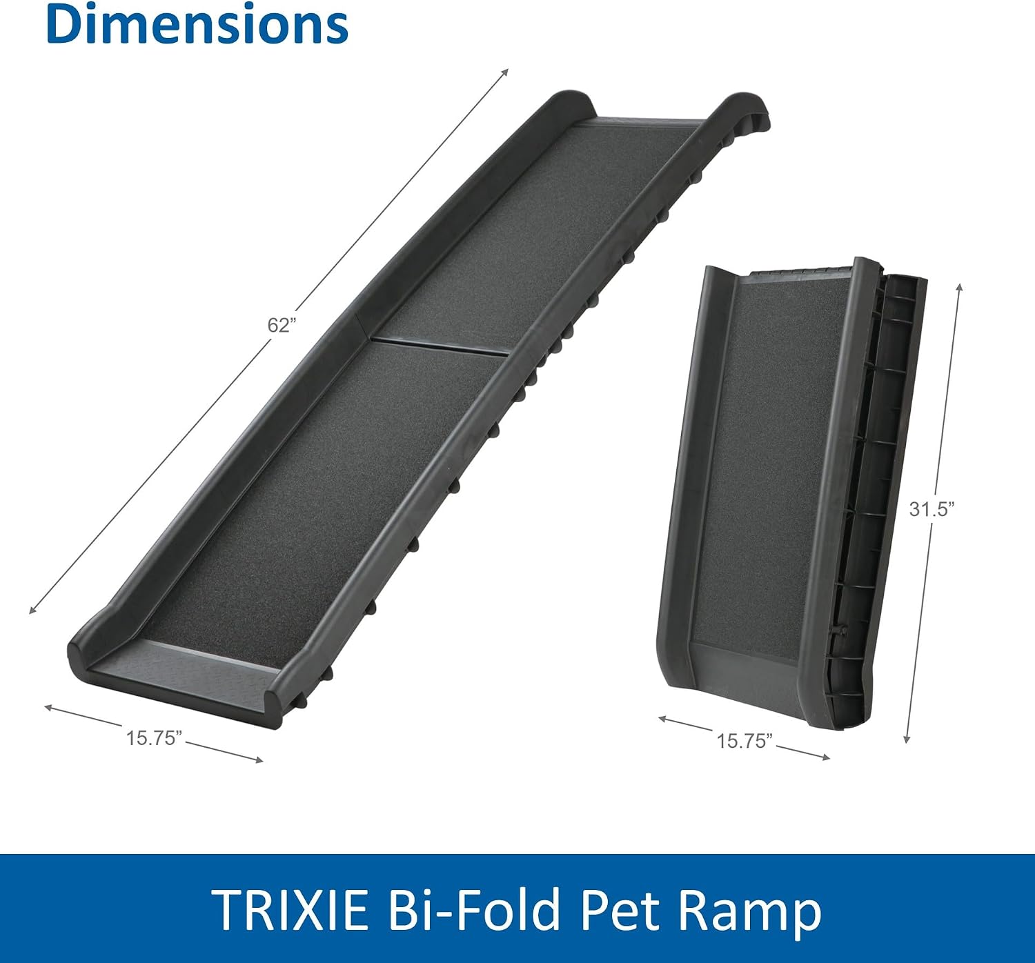Trixie Folding Pet Ramp, Black | Folding Dog Ramp with High Traction Surface, Ideal for Cars and SUVs, Foldable, Easy to Store and Clean