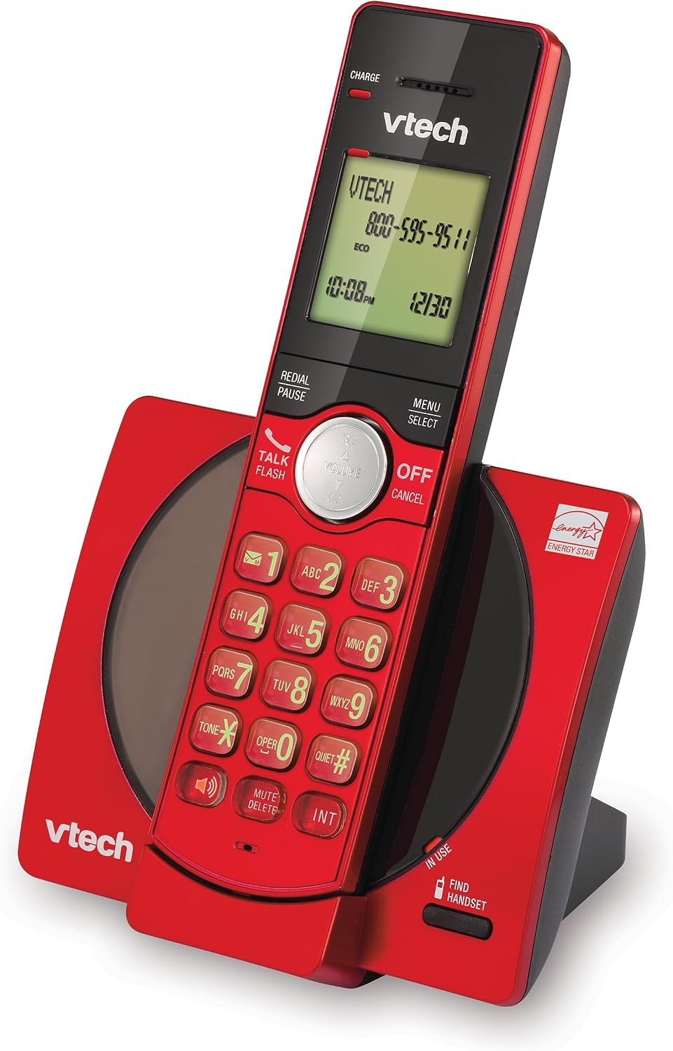 VTech CS6919-16 DECT 6.0 Cordless Phone, Red - Caller ID/Call Waiting (Stores 30 Calls), Backlit Keypad & Display, Full Duplex Handset Speakerphone, Wall Mountable