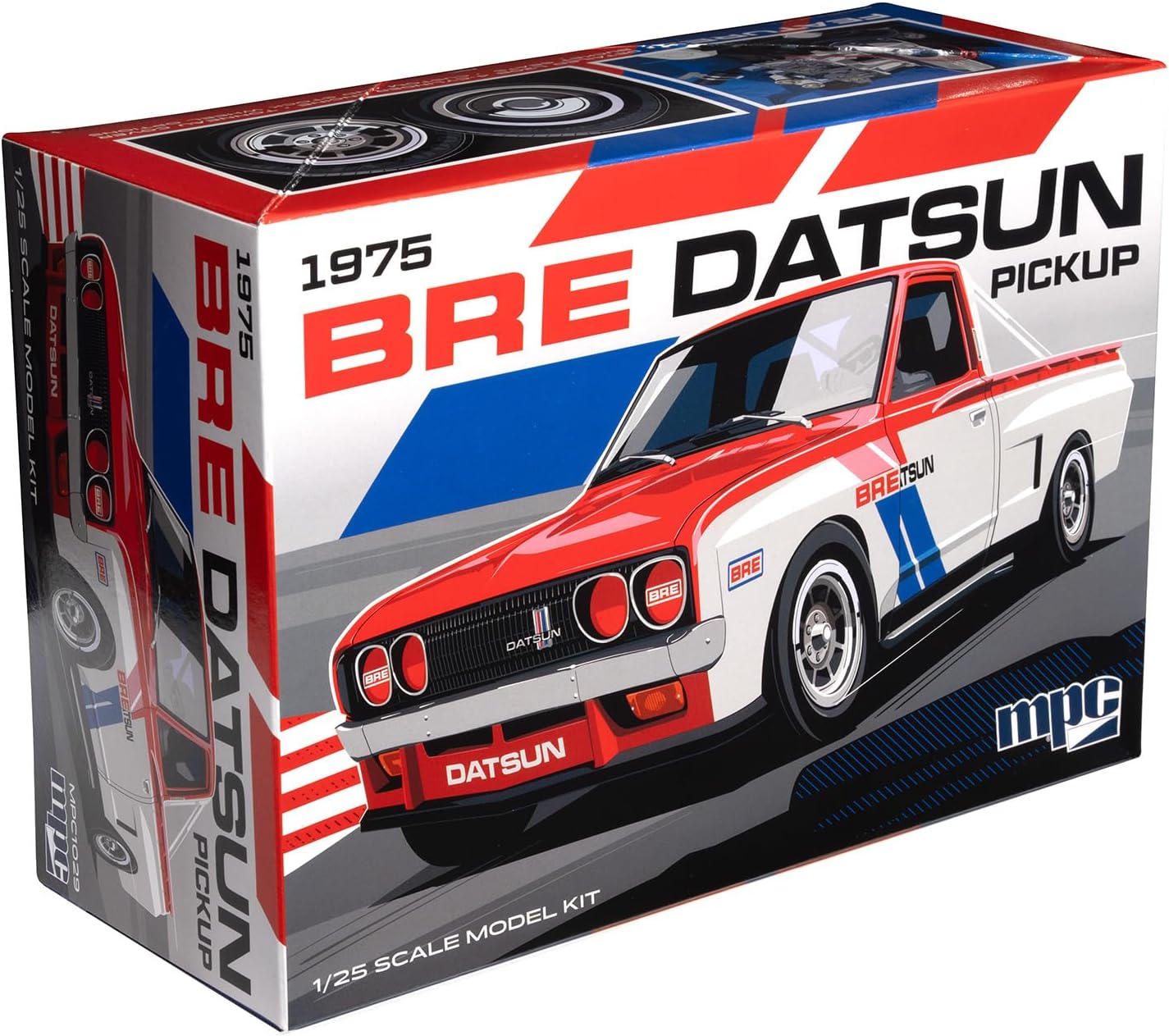 MPC 1975 Datsun Pickup BRE Model Kit – 1:25 Scale Plastic Truck Model, Wide-Body Racer or Stock Build, 129 Parts