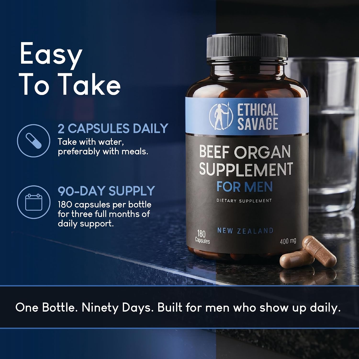 Grass Fed Beef Liver Capsules, Freeze Dried in Convenient Pills, 180 Capsules, Desiccated Supplement