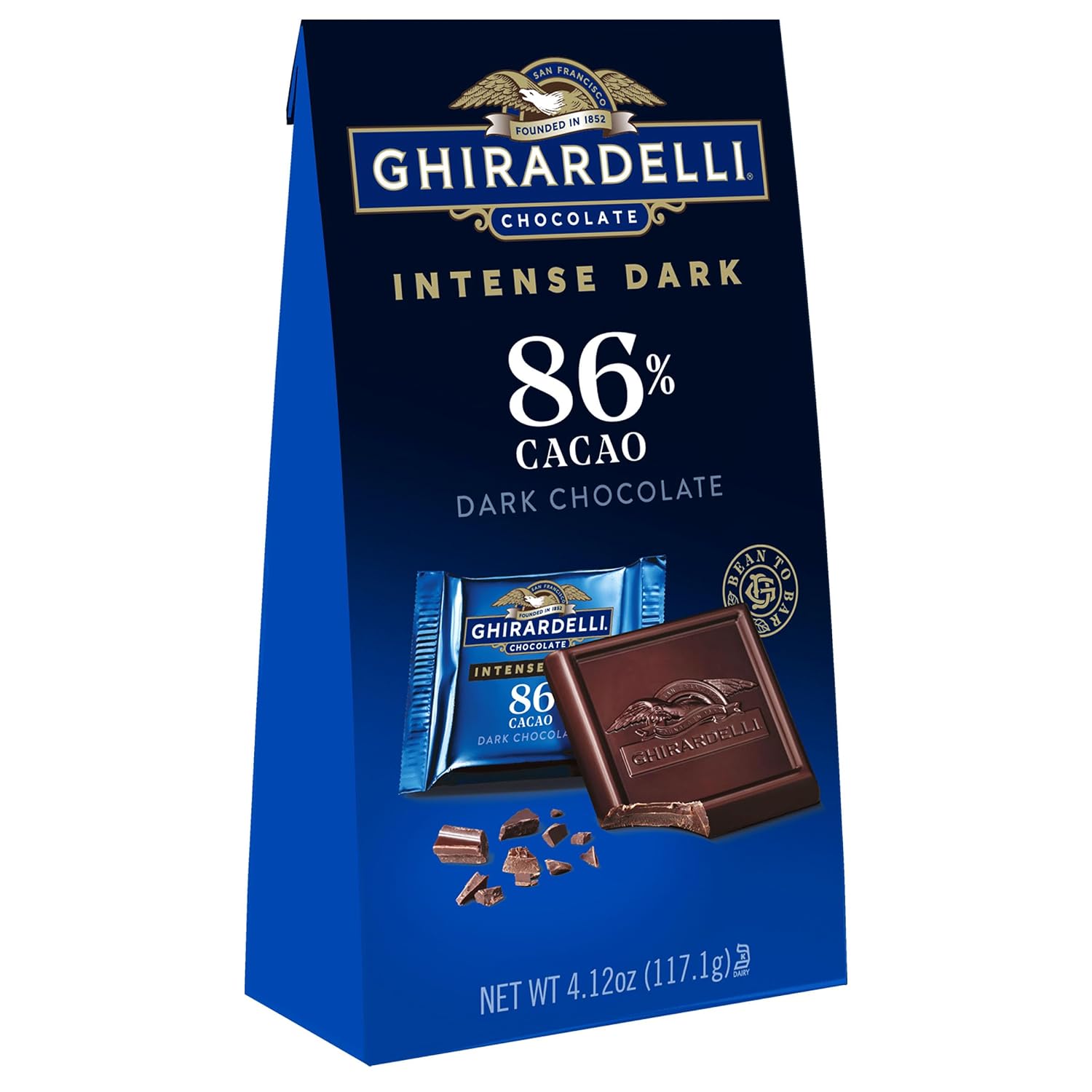 GHIRARDELLI PREMIUM DARK Chocolate Bar, 86% Cacao, 3.17oz Bar, 12 Pack